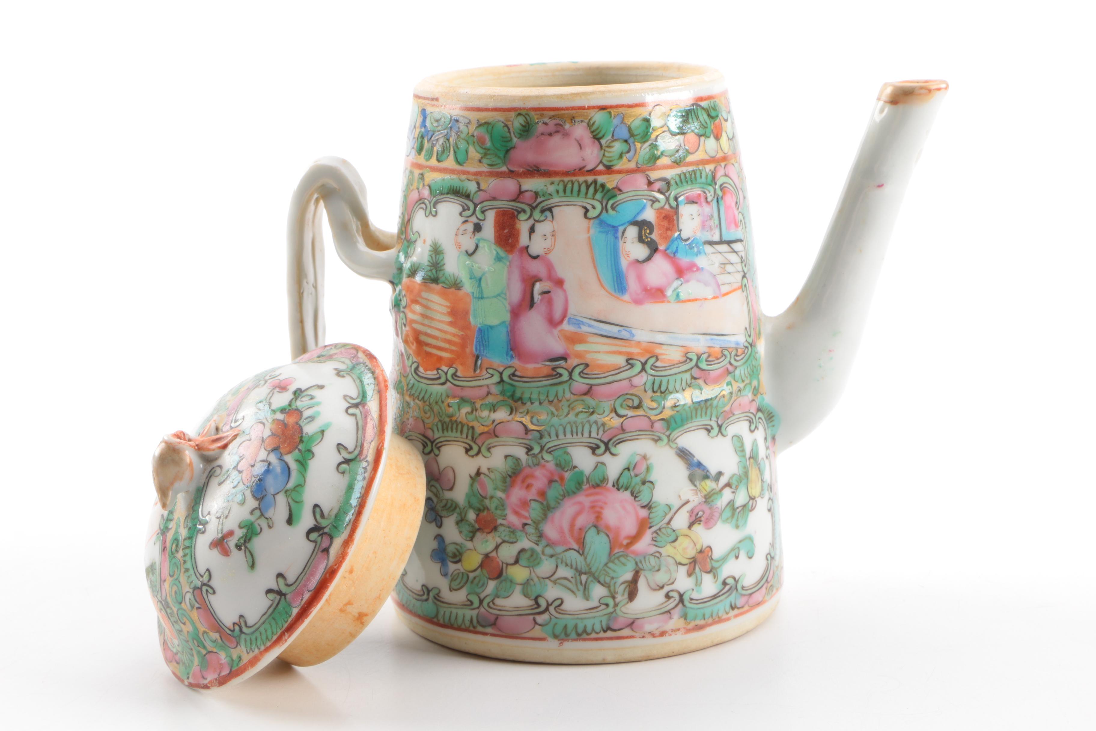 Chinese Porcelain Rose Medallion Teapot