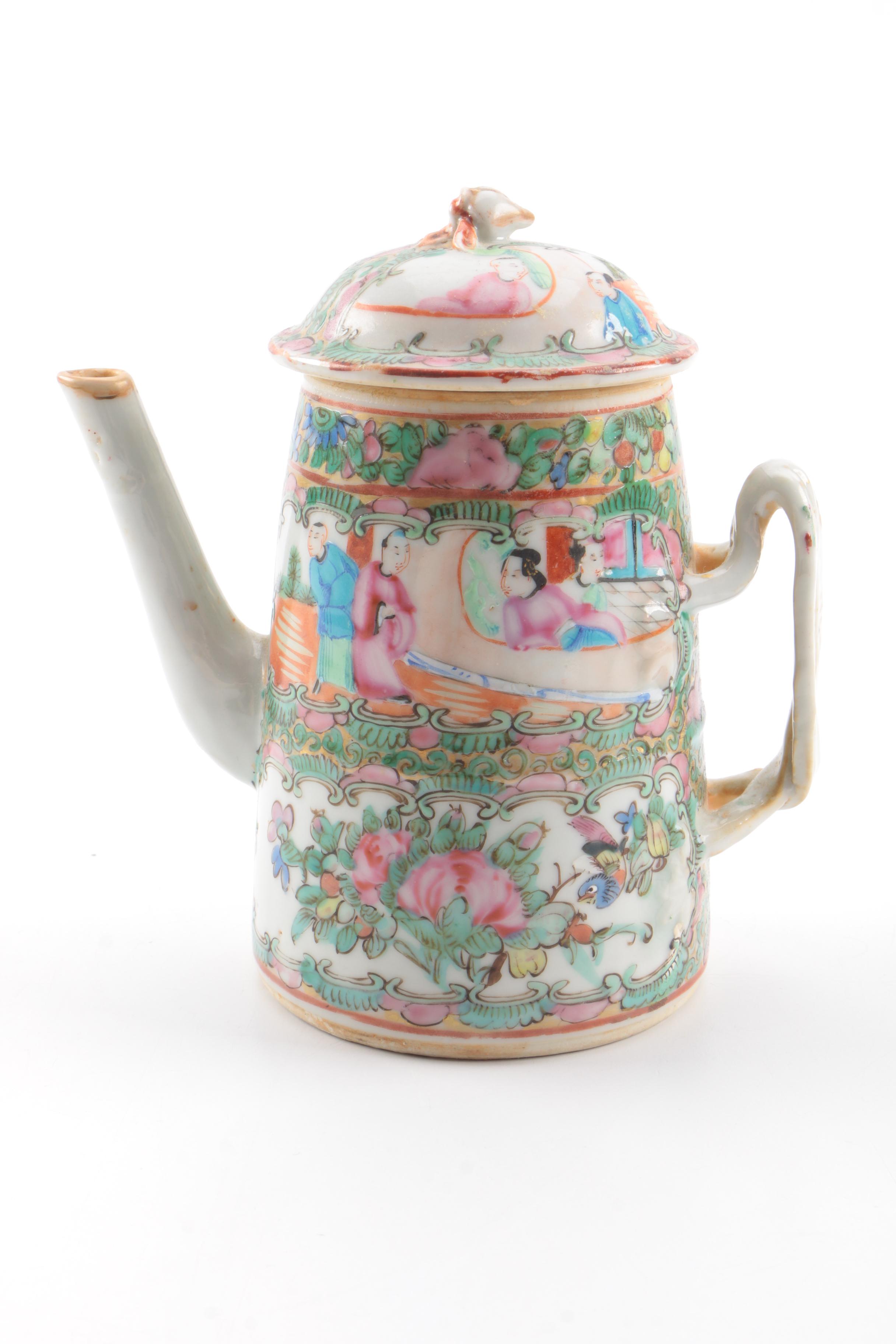 Chinese Porcelain Rose Medallion Teapot