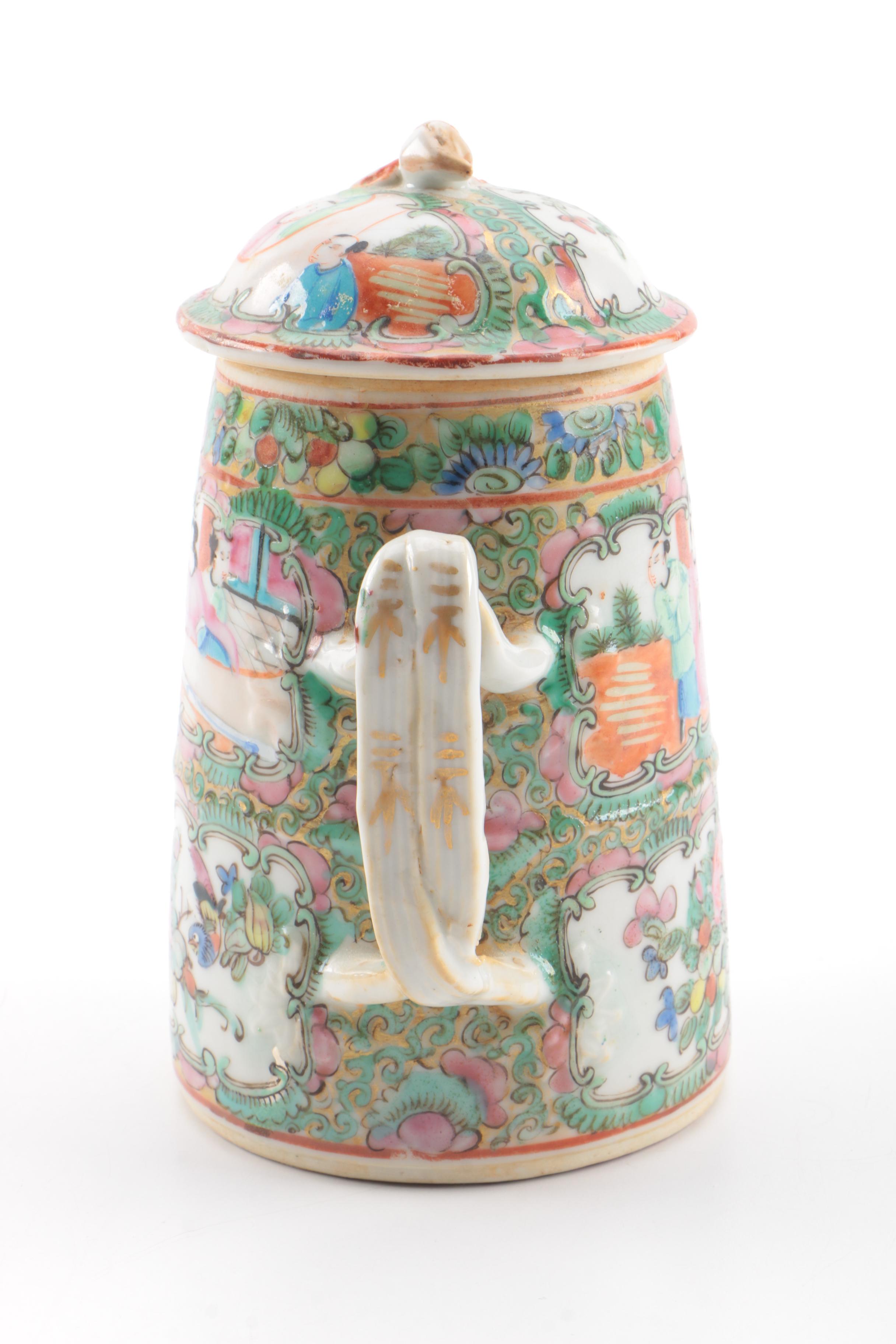 Chinese Porcelain Rose Medallion Teapot