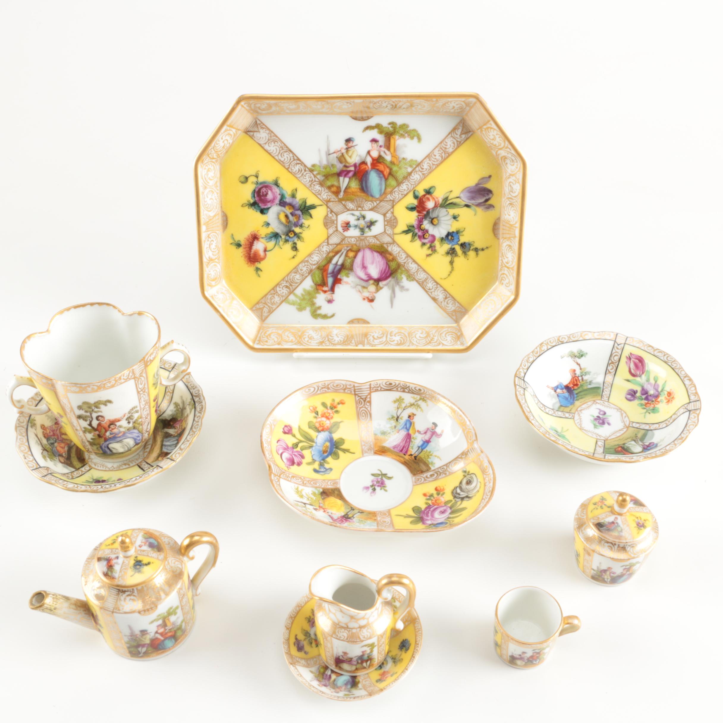 Antique Hand-Painted Dresden Porcelain including Helena Wolfsohn and Meissen