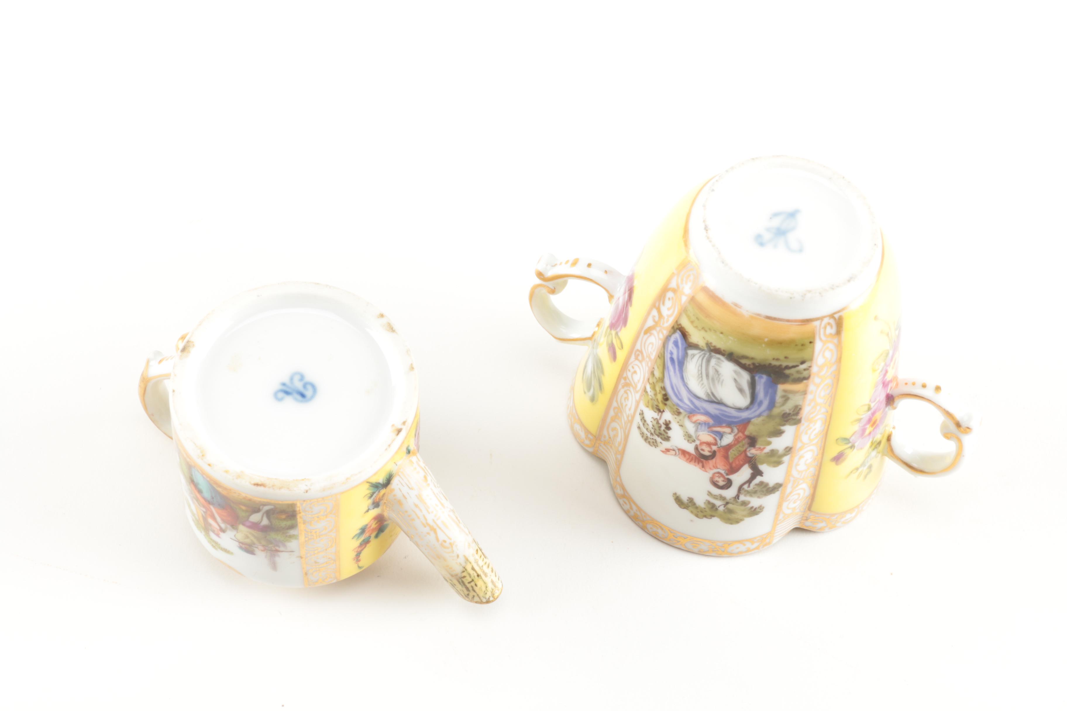 Antique Hand-Painted Dresden Porcelain including Helena Wolfsohn and Meissen