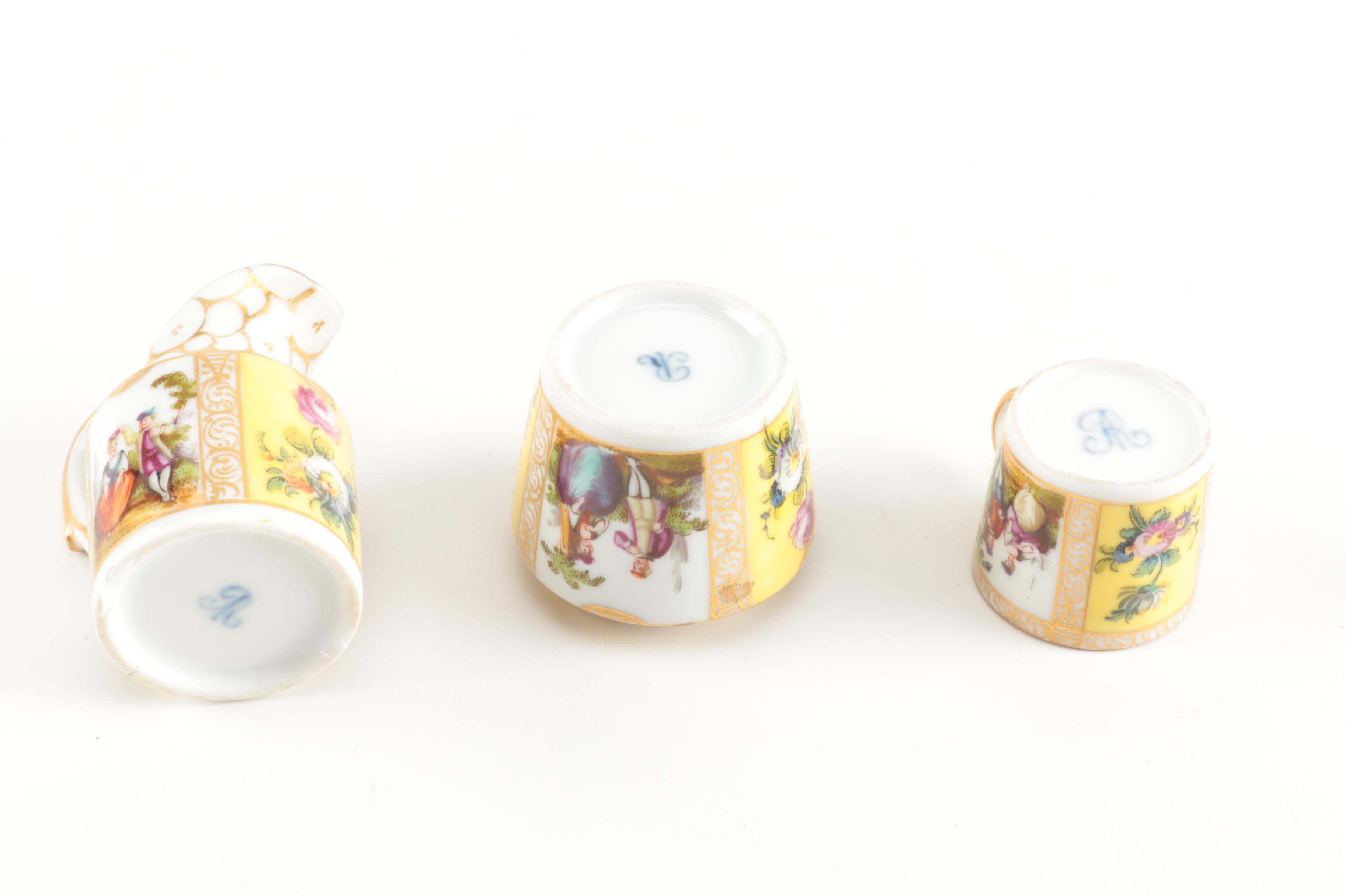 Antique Hand-Painted Dresden Porcelain including Helena Wolfsohn and Meissen
