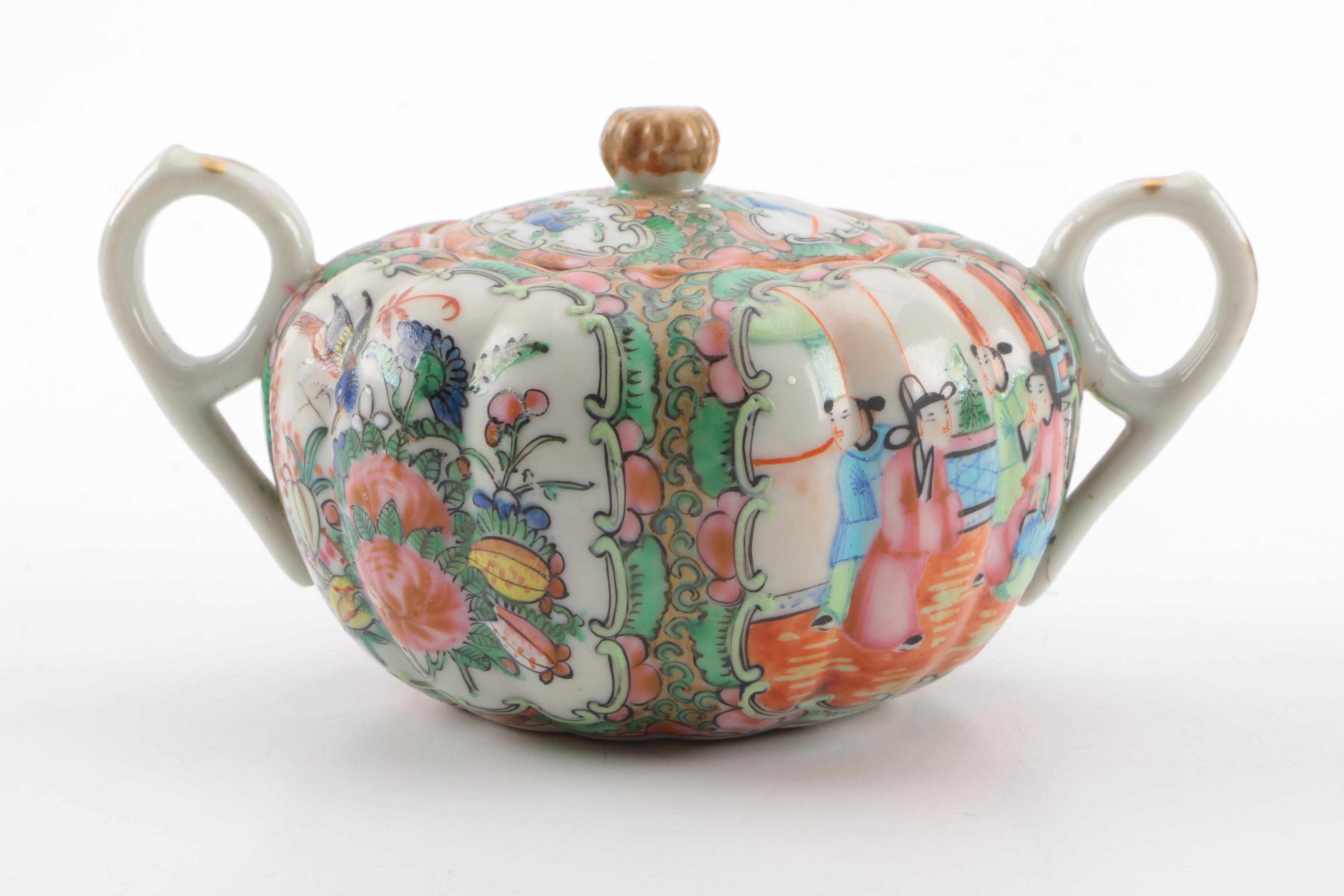 Antique Rose Medallion Porcelain Tea Service