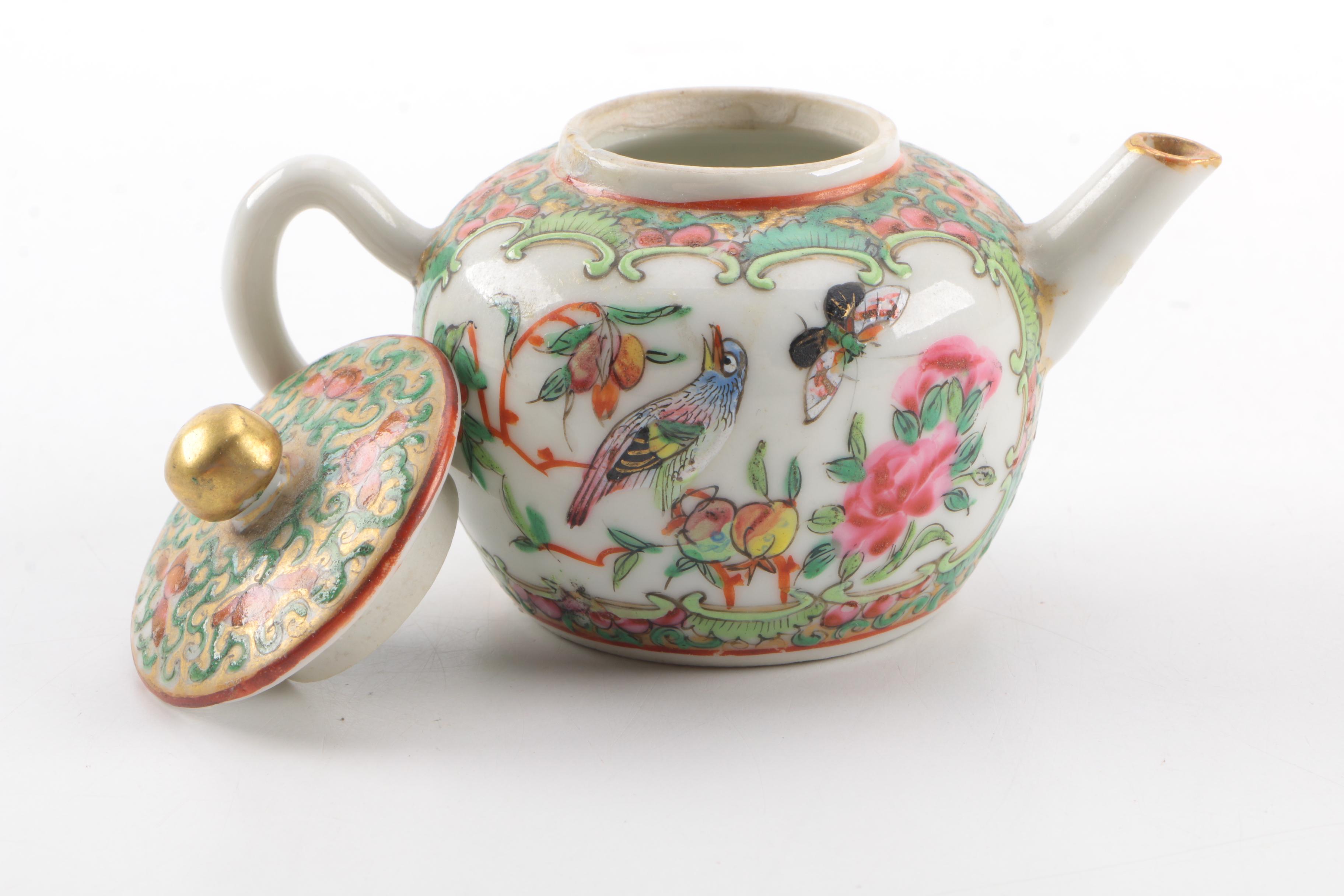 Antique Rose Medallion Porcelain Tea Service
