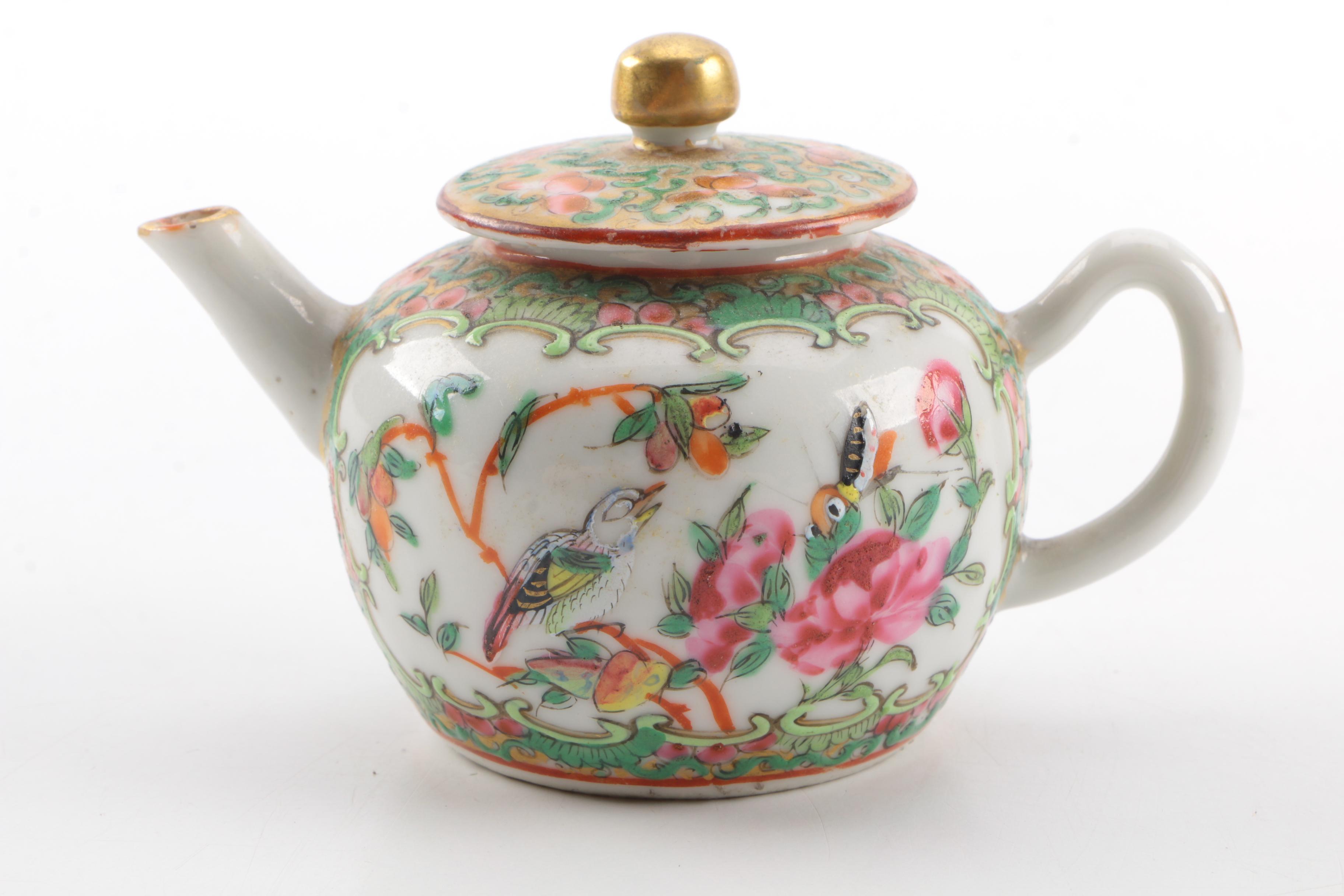 Antique Rose Medallion Porcelain Tea Service