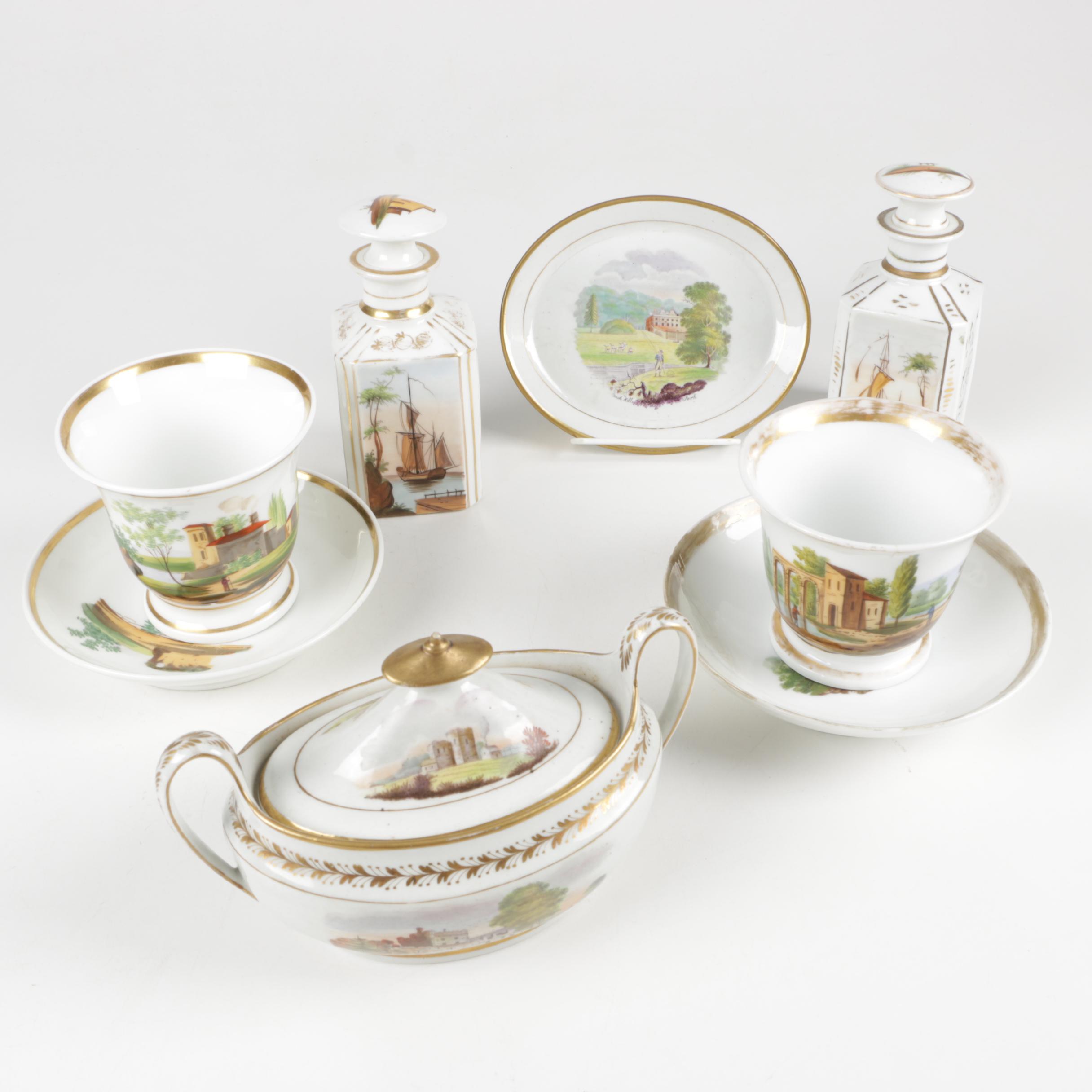 Antique English and Continental Hand-Painted Porcelain