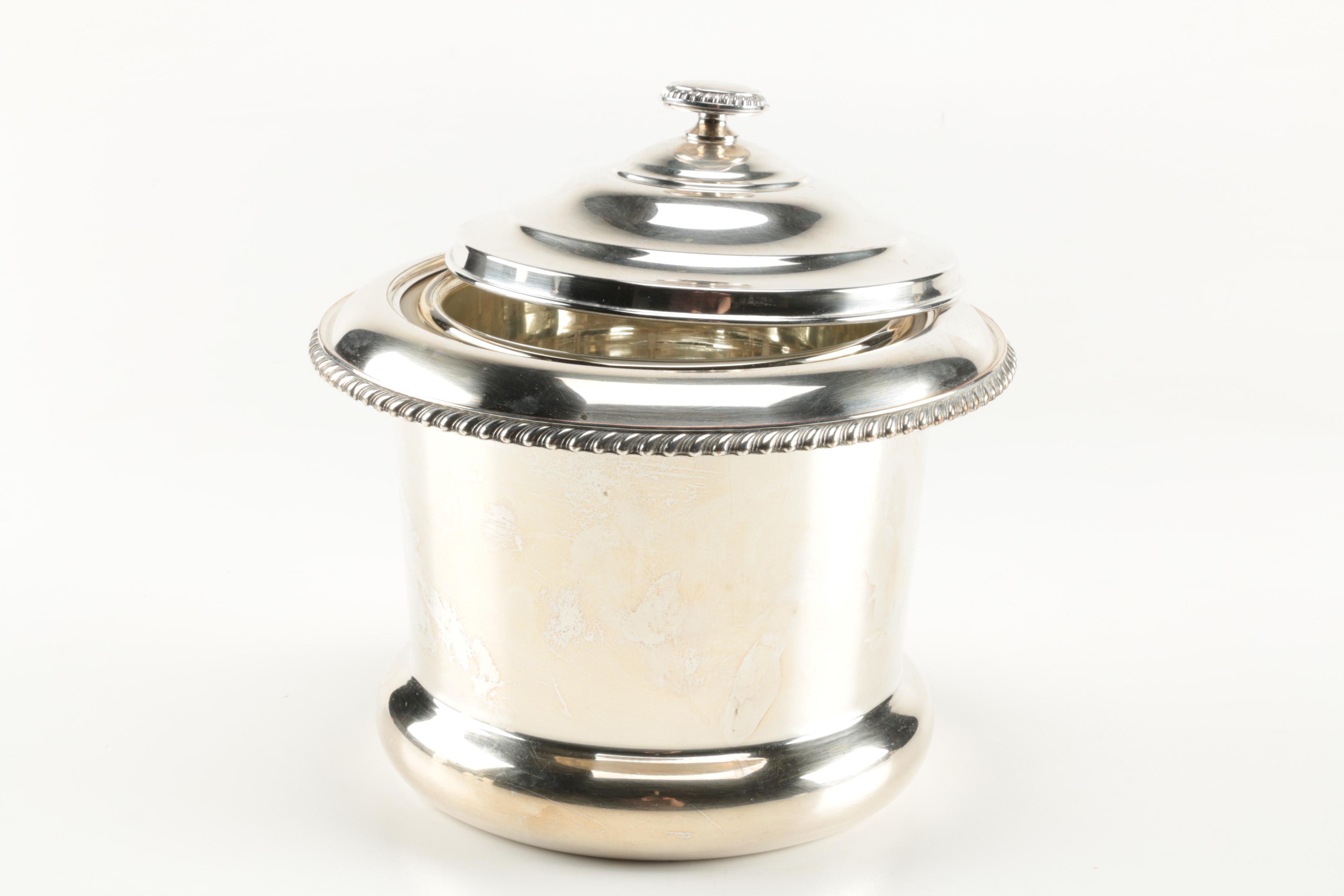 Gadrooned Silver Plate Ice Bucket