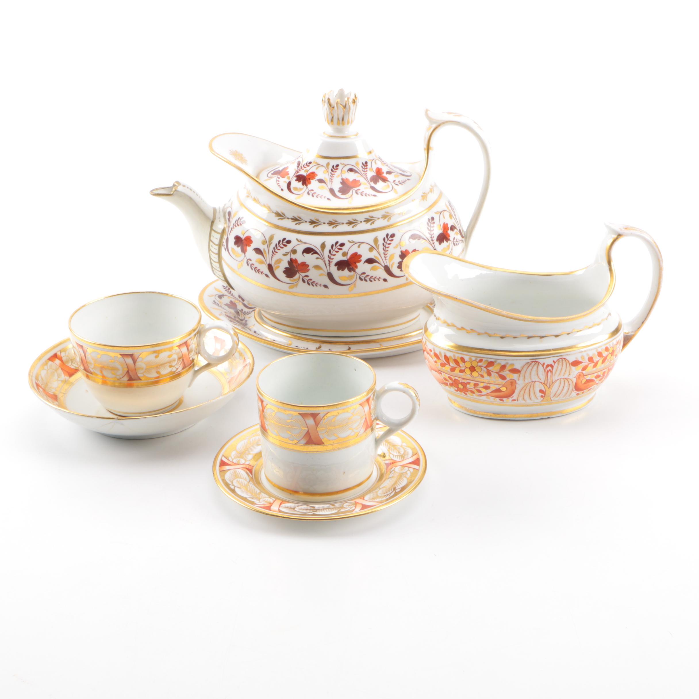 Antique English Porcelain including Bar, Flight and Bar Teapot