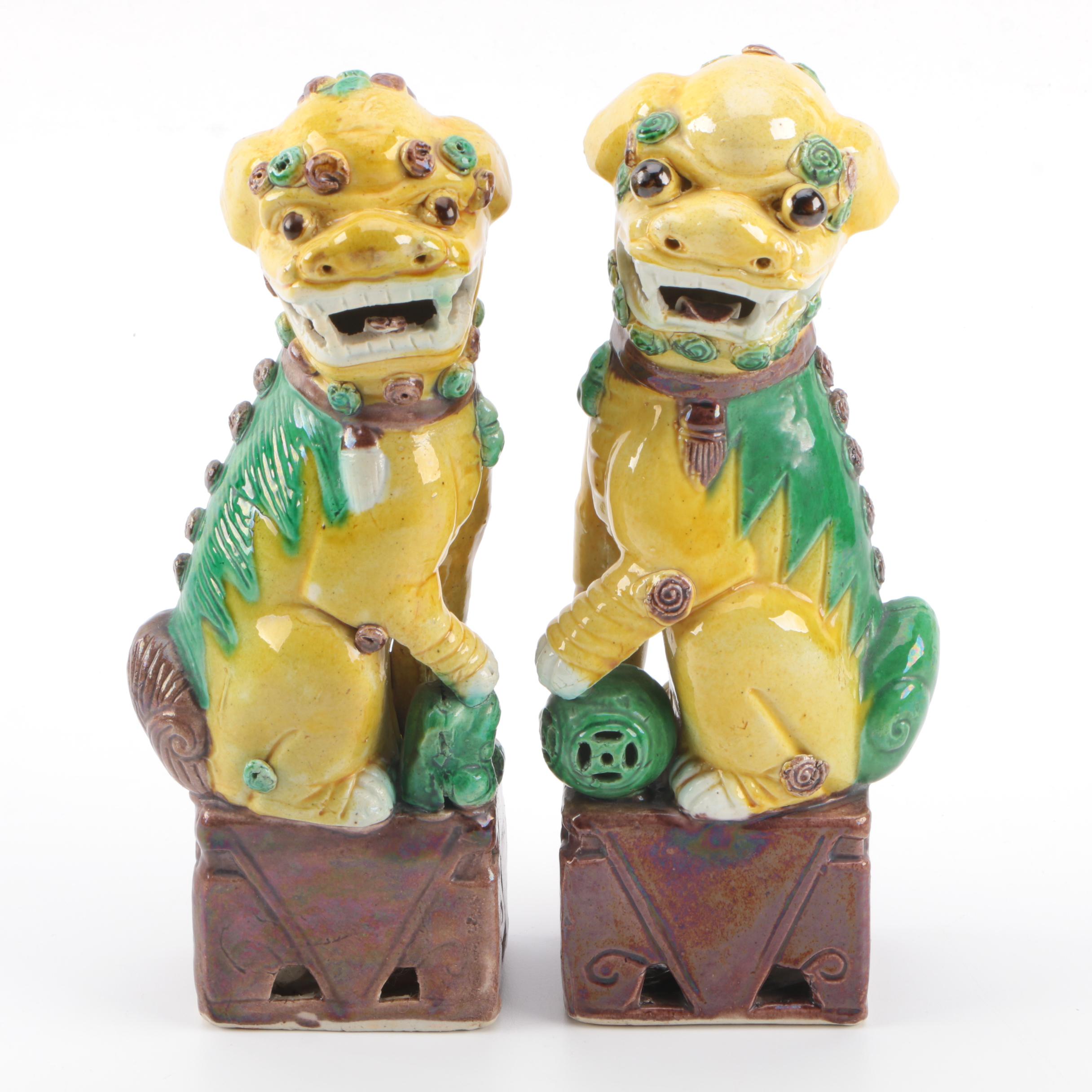 Chinese Guardian Lion Ceramic Figurines