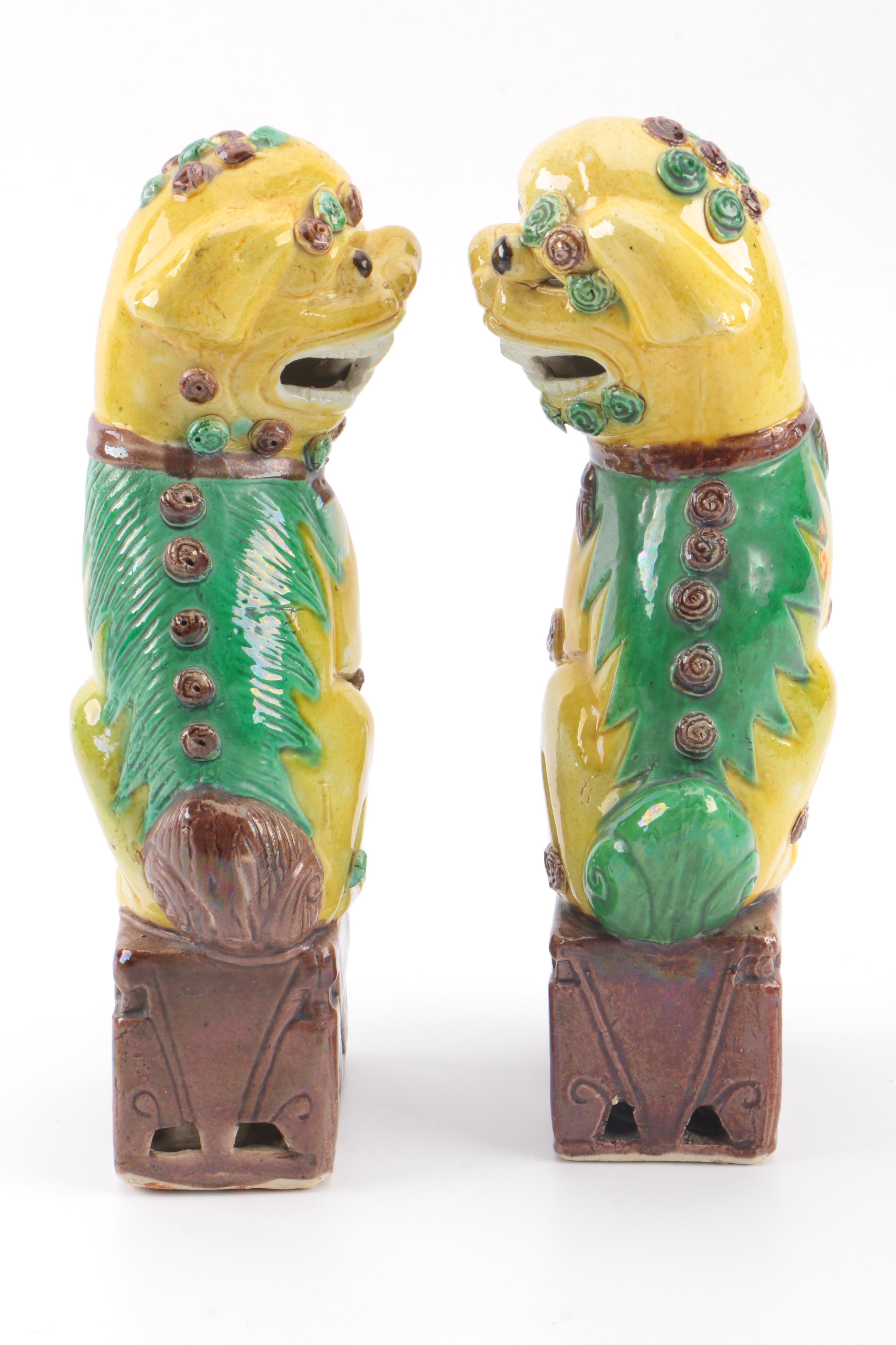 Chinese Guardian Lion Ceramic Figurines