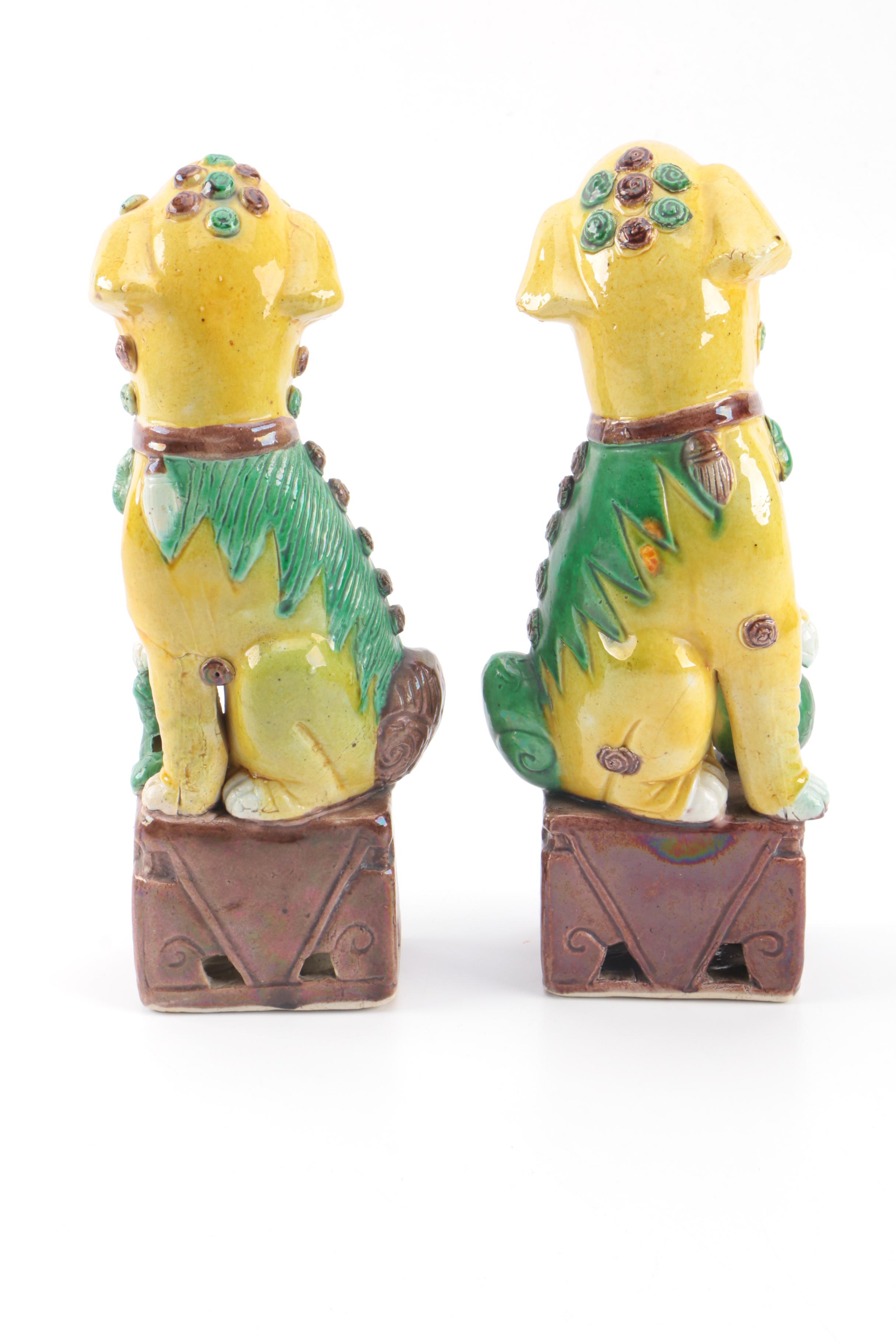 Chinese Guardian Lion Ceramic Figurines
