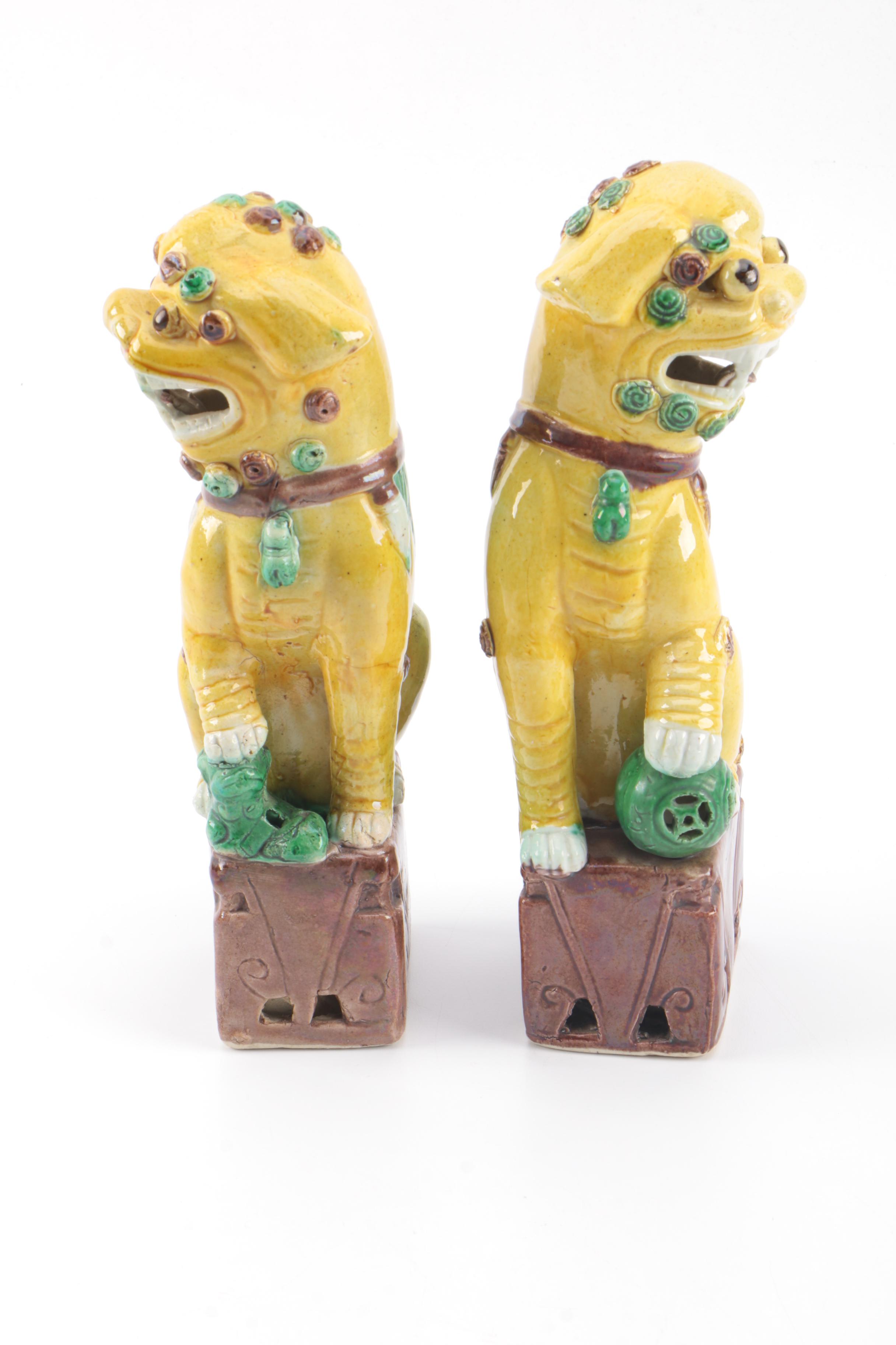 Chinese Guardian Lion Ceramic Figurines