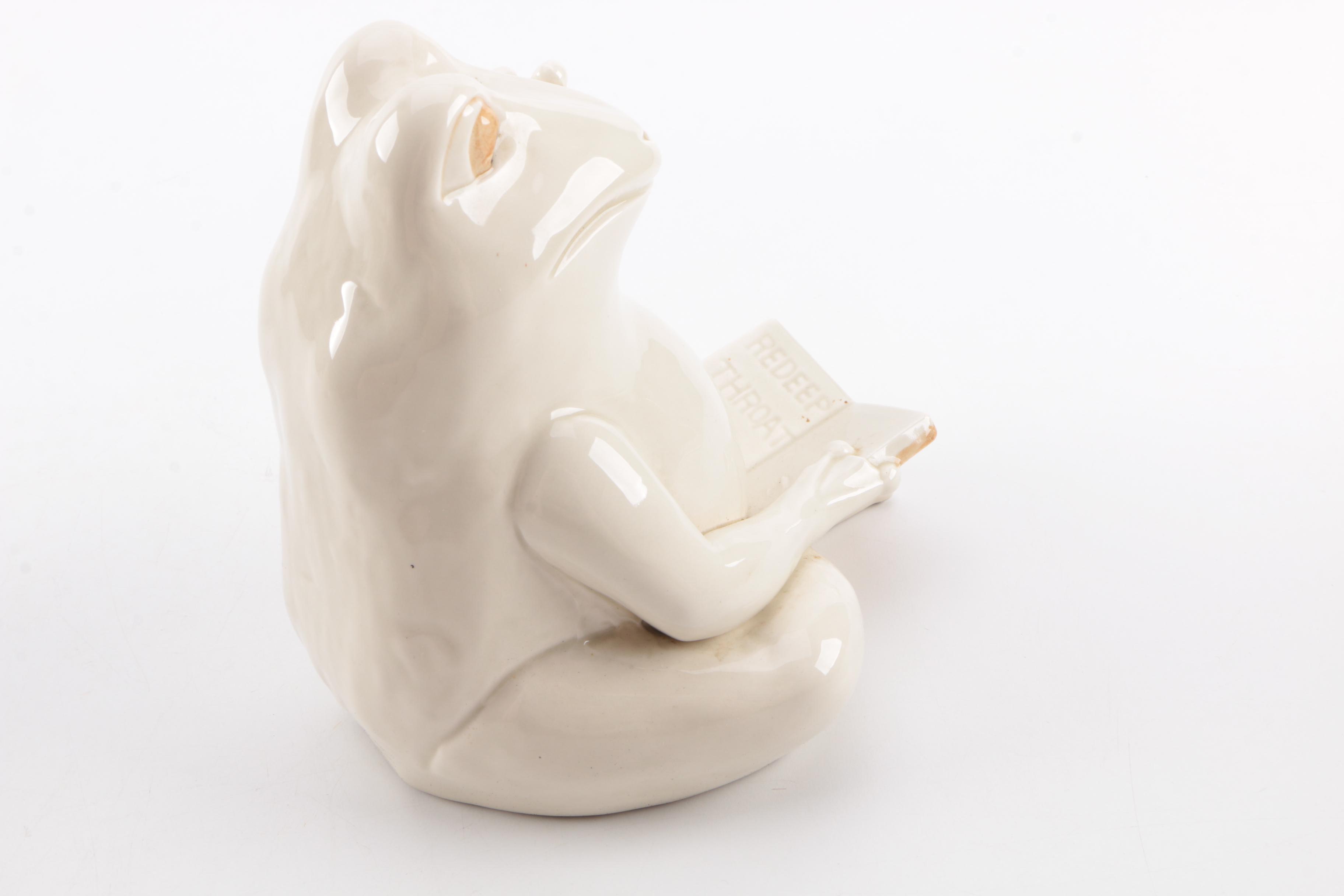 Pair of Ceramic Frog Figurines Reading Books