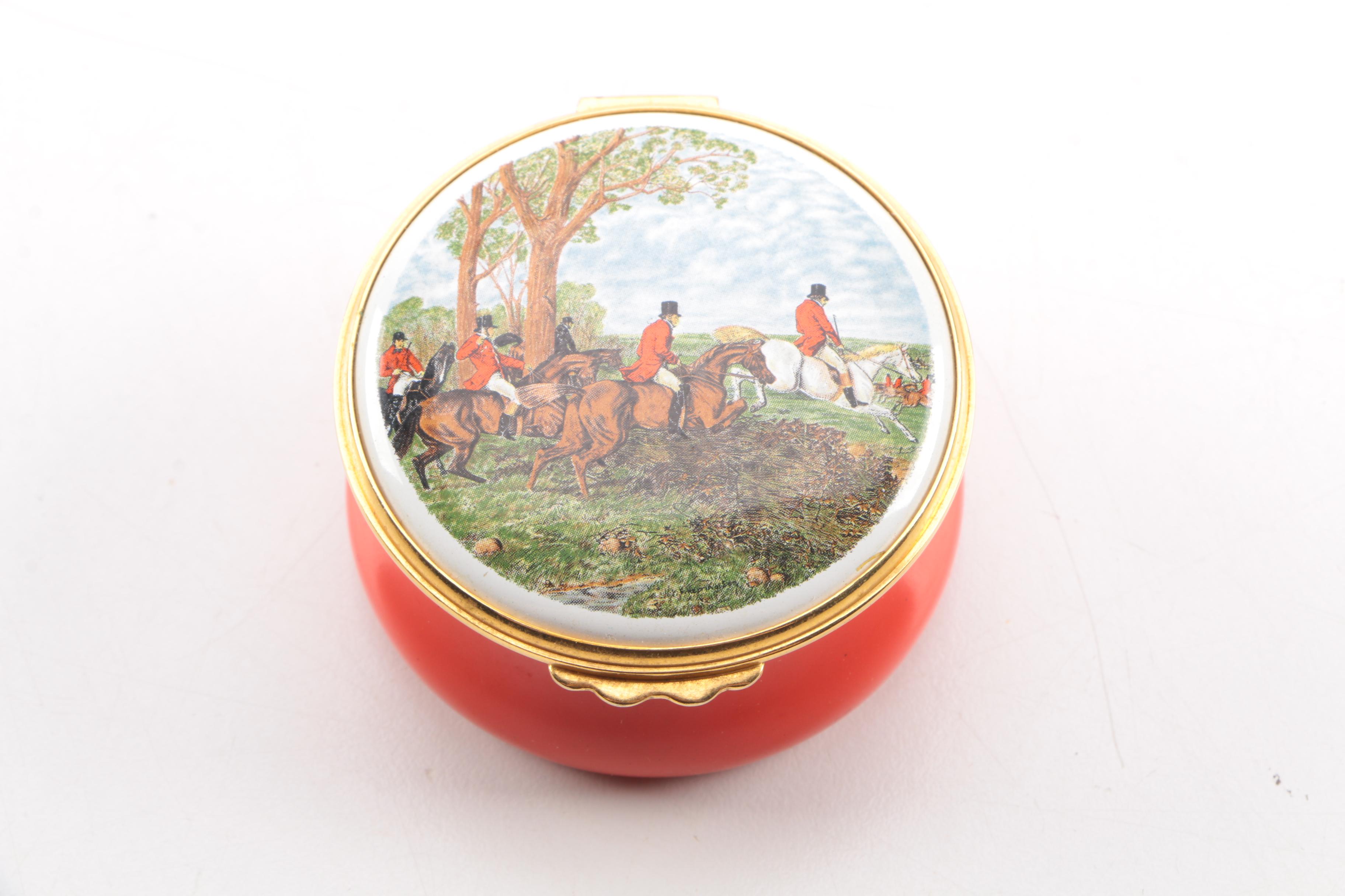 Assortment of Staffordshire and Halcyon Days Enamel Boxes