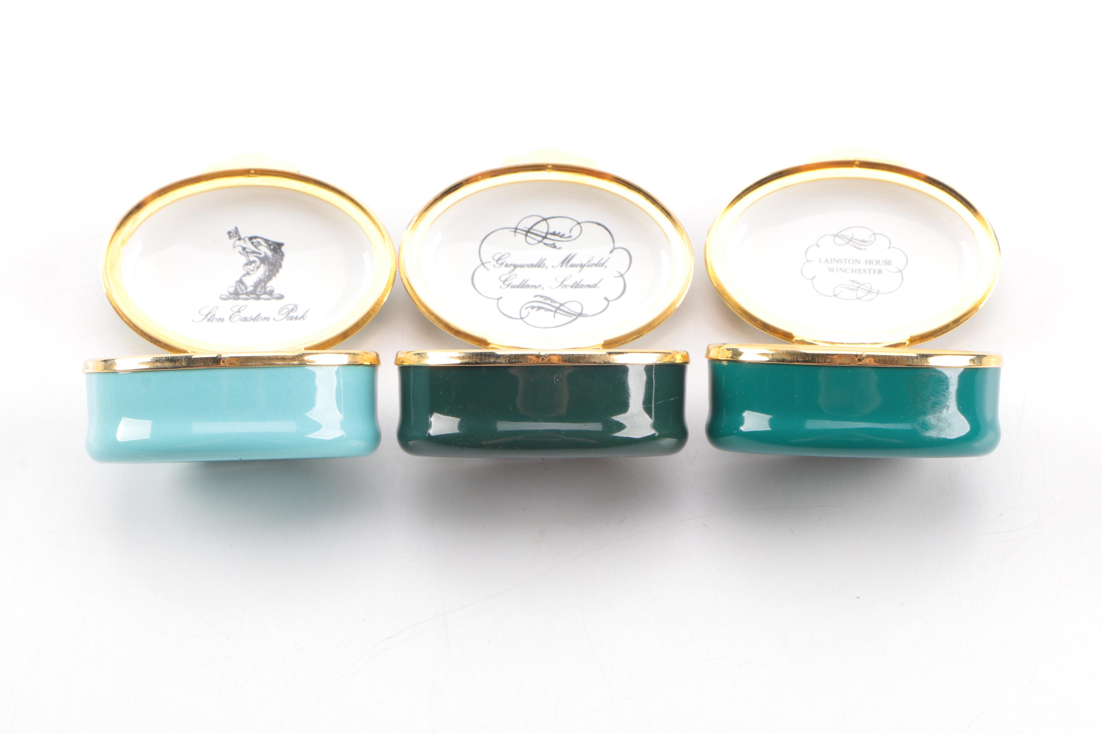 Assortment of Staffordshire and Halcyon Days Enamel Boxes