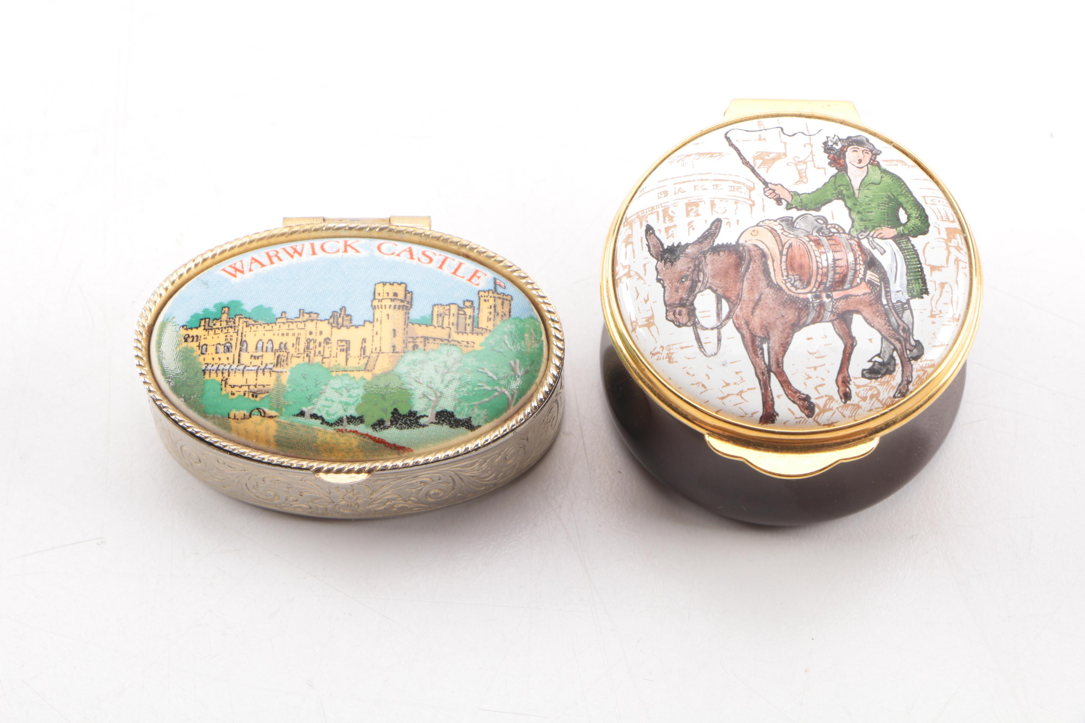 Assortment of Staffordshire and Halcyon Days Enamel Boxes