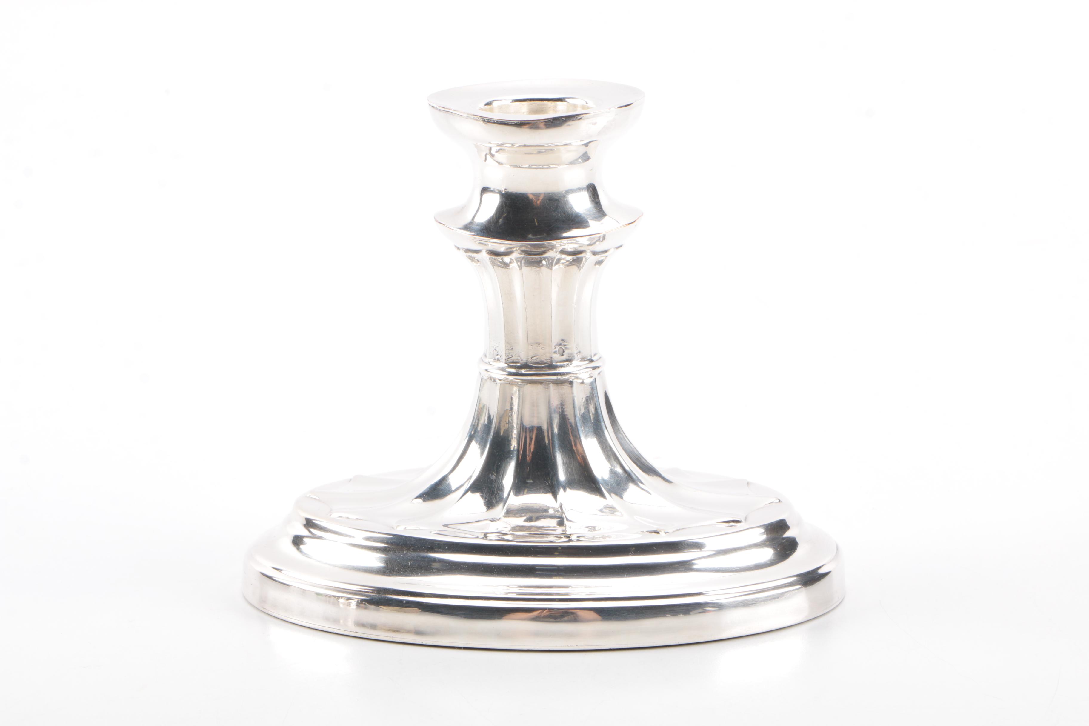 Pair of Silver Plate Oval Candlesticks