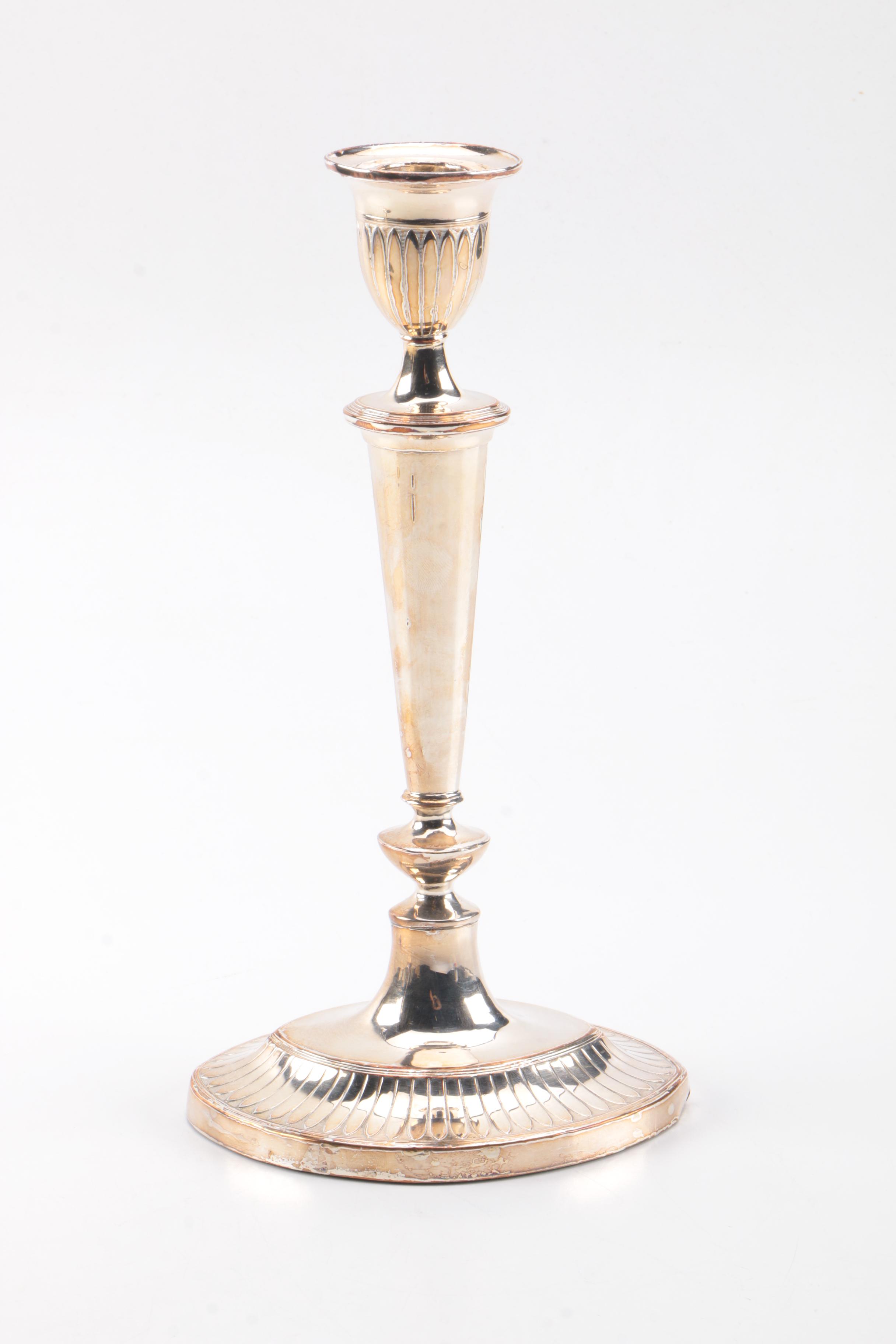 Pair of Georgian Style Silver Plate Candlesticks