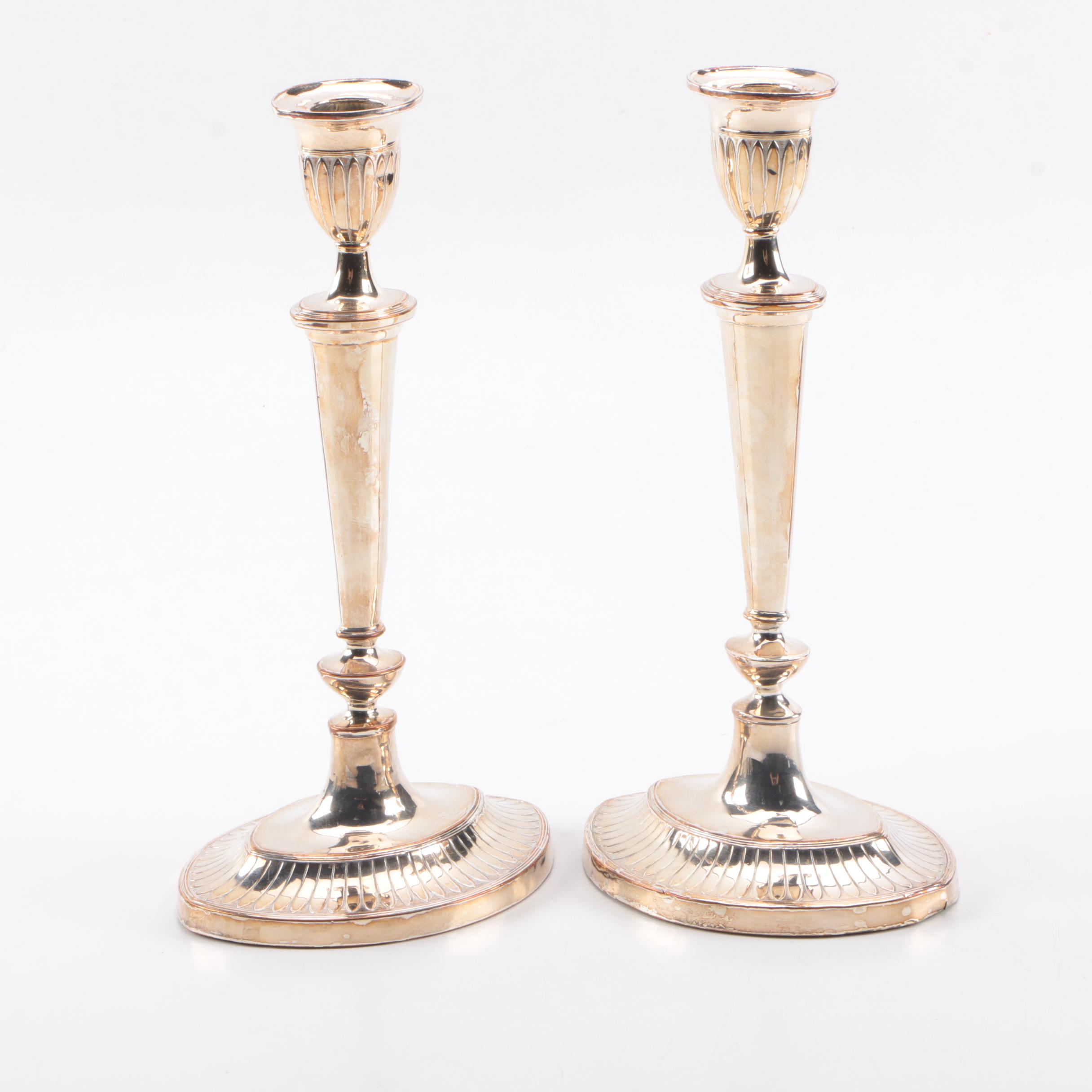 Pair of Georgian Style Silver Plate Candlesticks