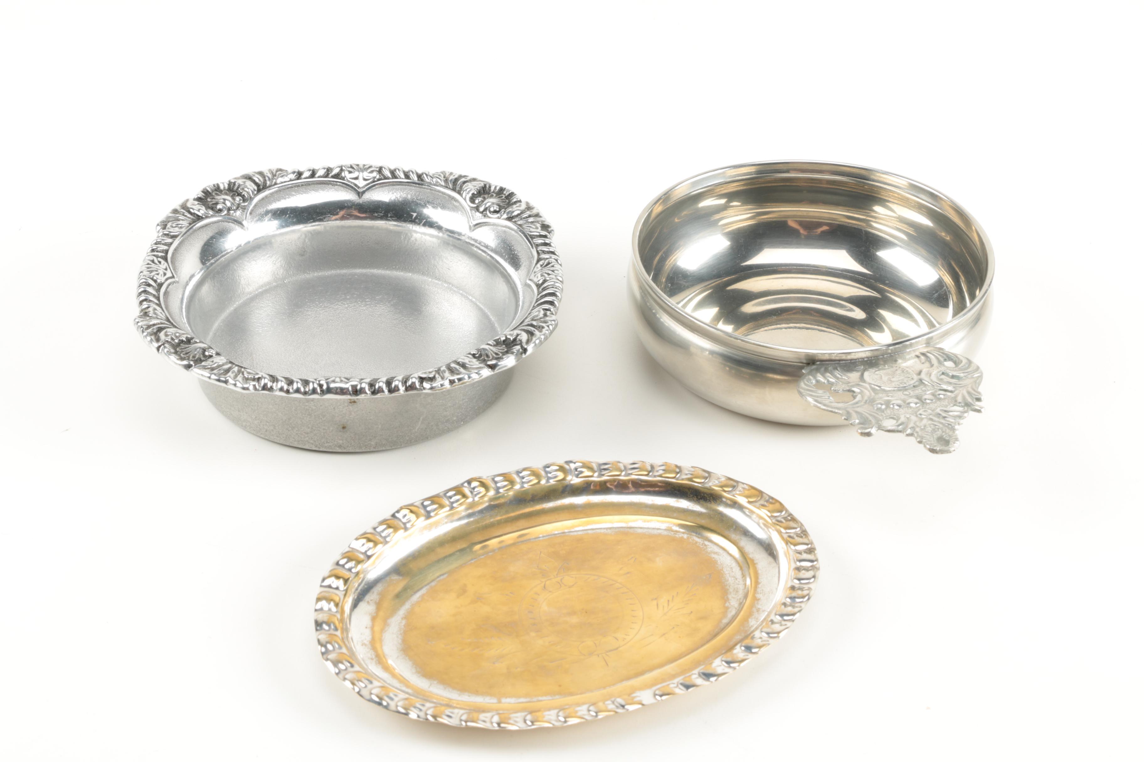Generous Assortment of Silver Plate and Pewter Serveware