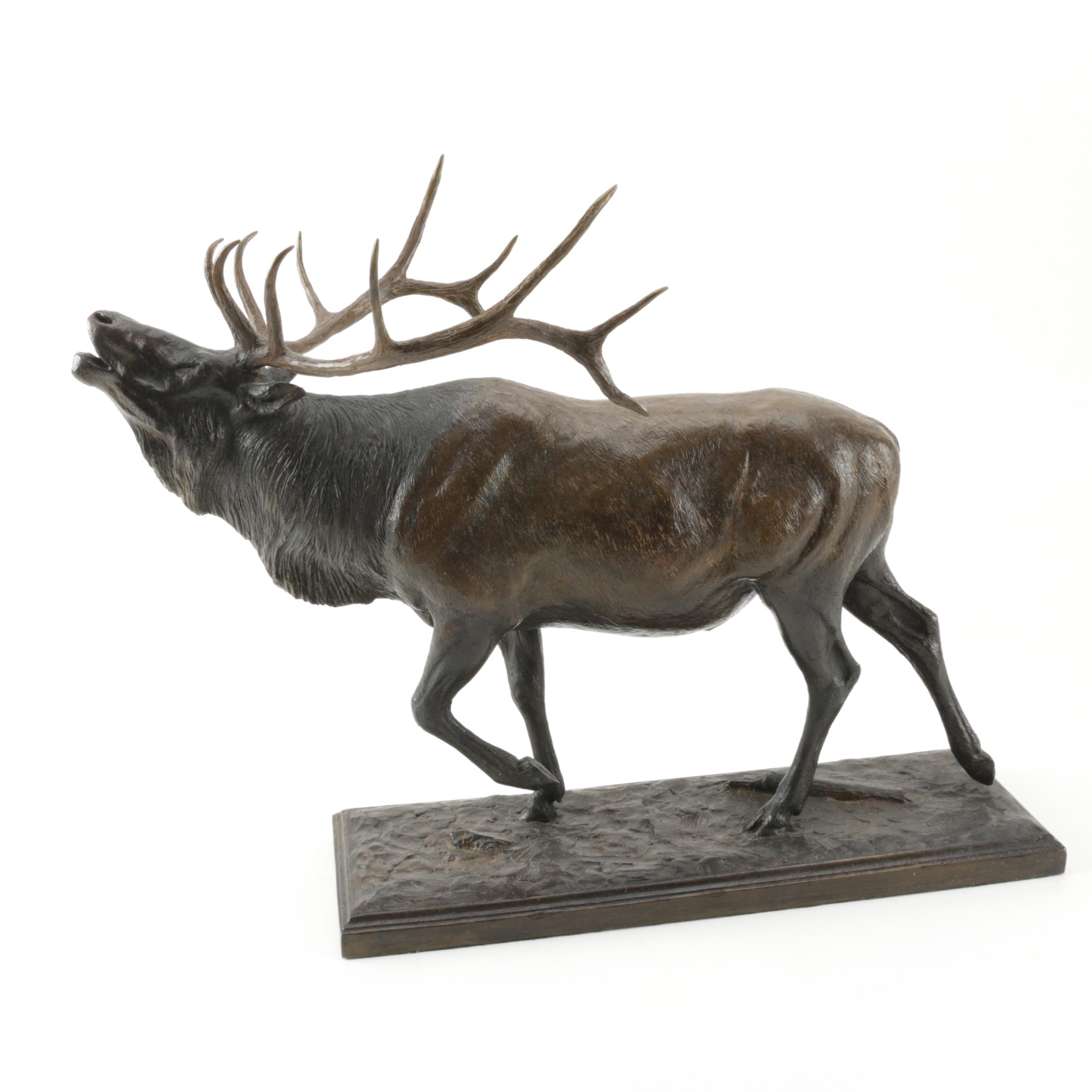 David Daniels Cast Bronze Bull Elk Statuette