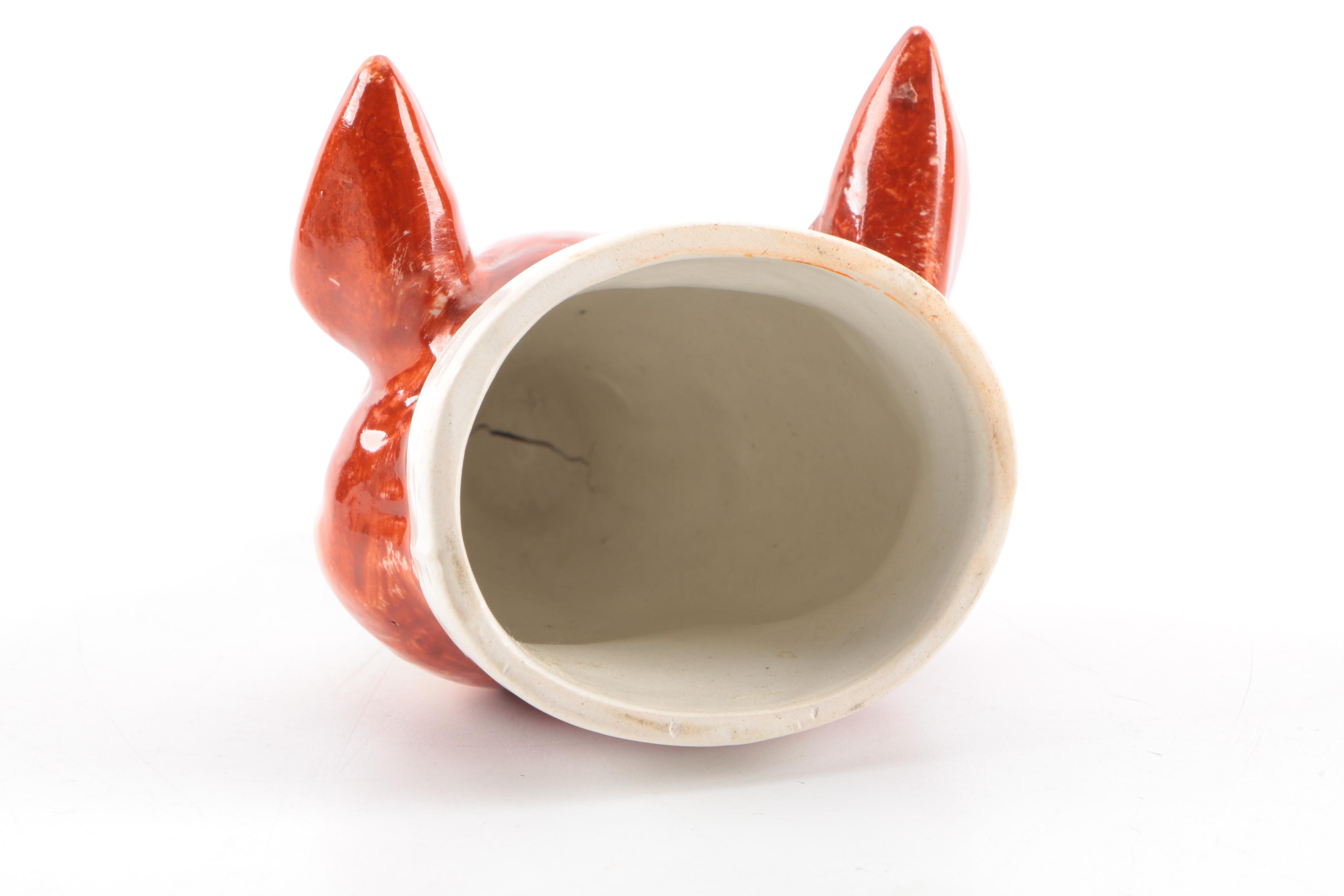 Staffordshire Fox Head Stirrup Cups
