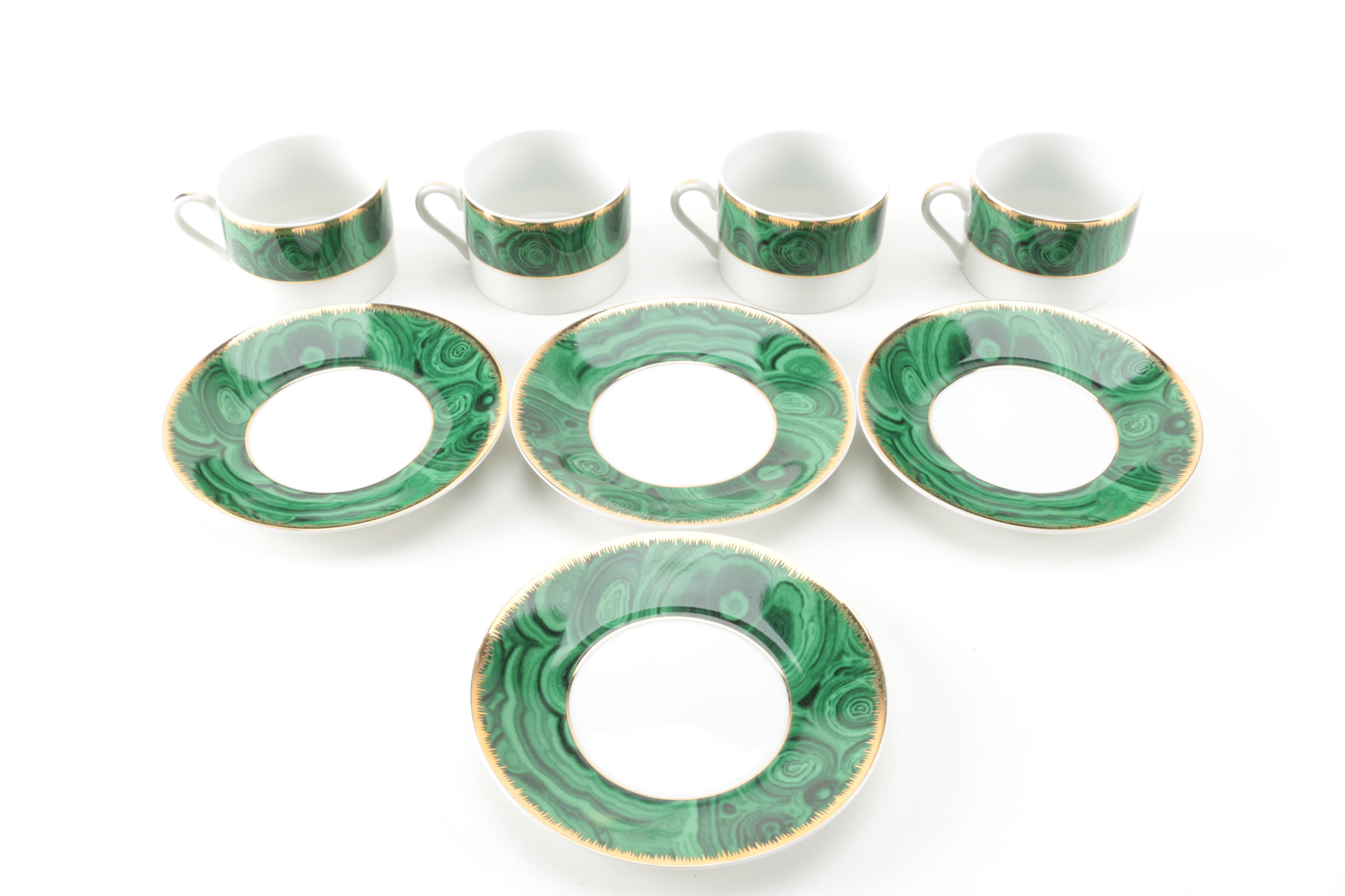 Horchow Malachite-Patterned Porcelain Tableware
