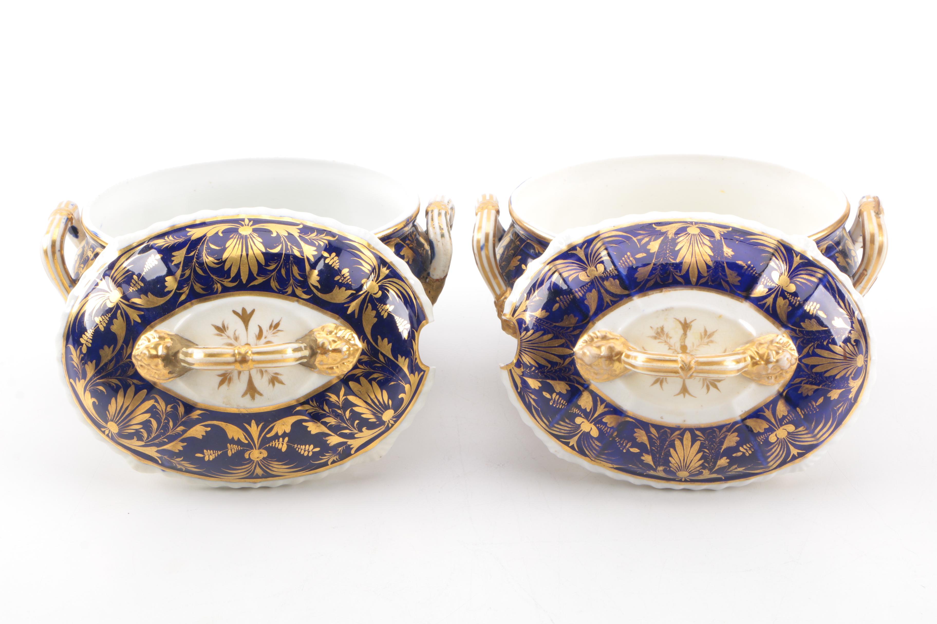 Pair of Bloor Derby Small Porcelain Sauce Tureens Circa 1805-48