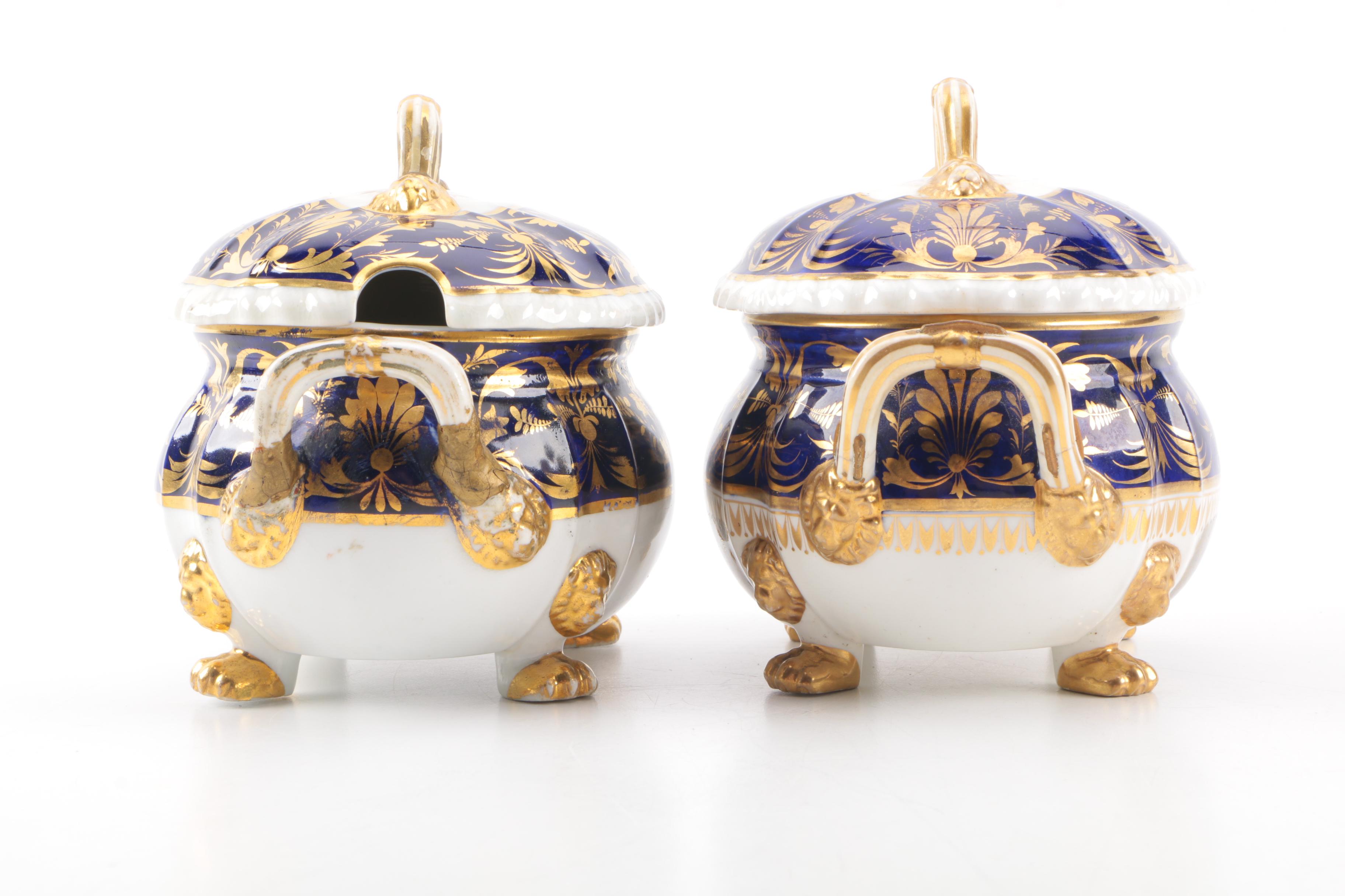 Pair of Bloor Derby Small Porcelain Sauce Tureens Circa 1805-48