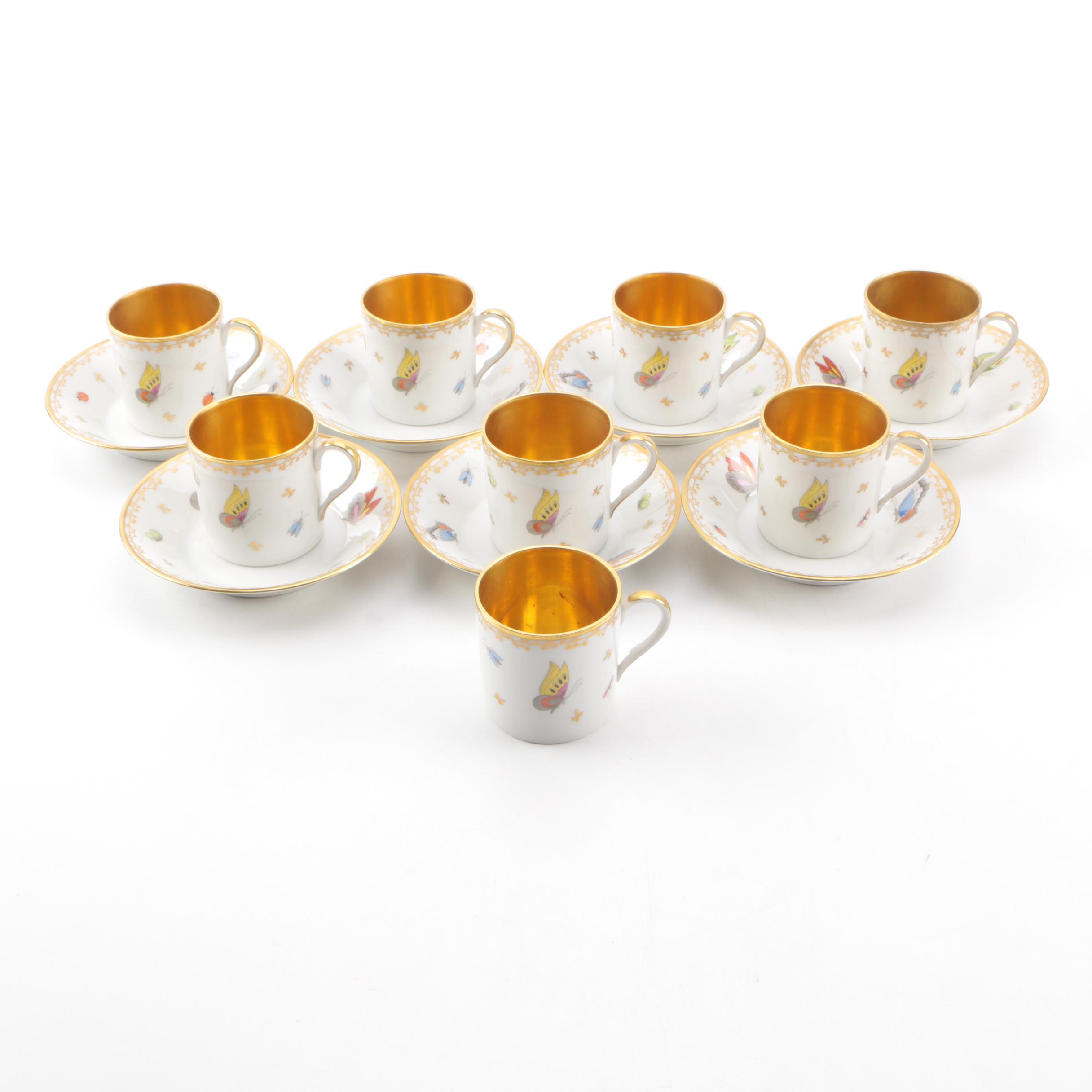 Vintage Suisse Langenthal Hand-Painted China Demitasse Set
