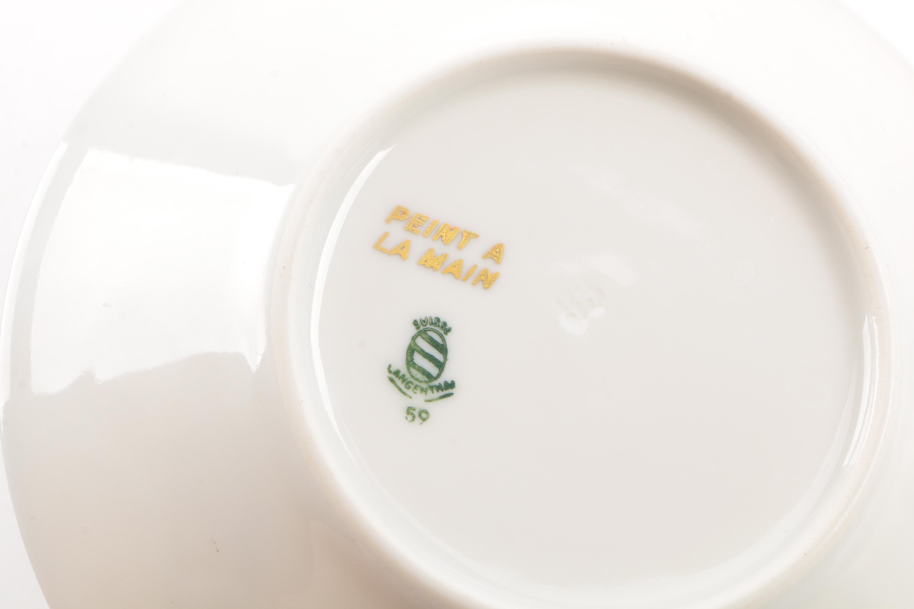 Vintage Suisse Langenthal Hand-Painted China Demitasse Set