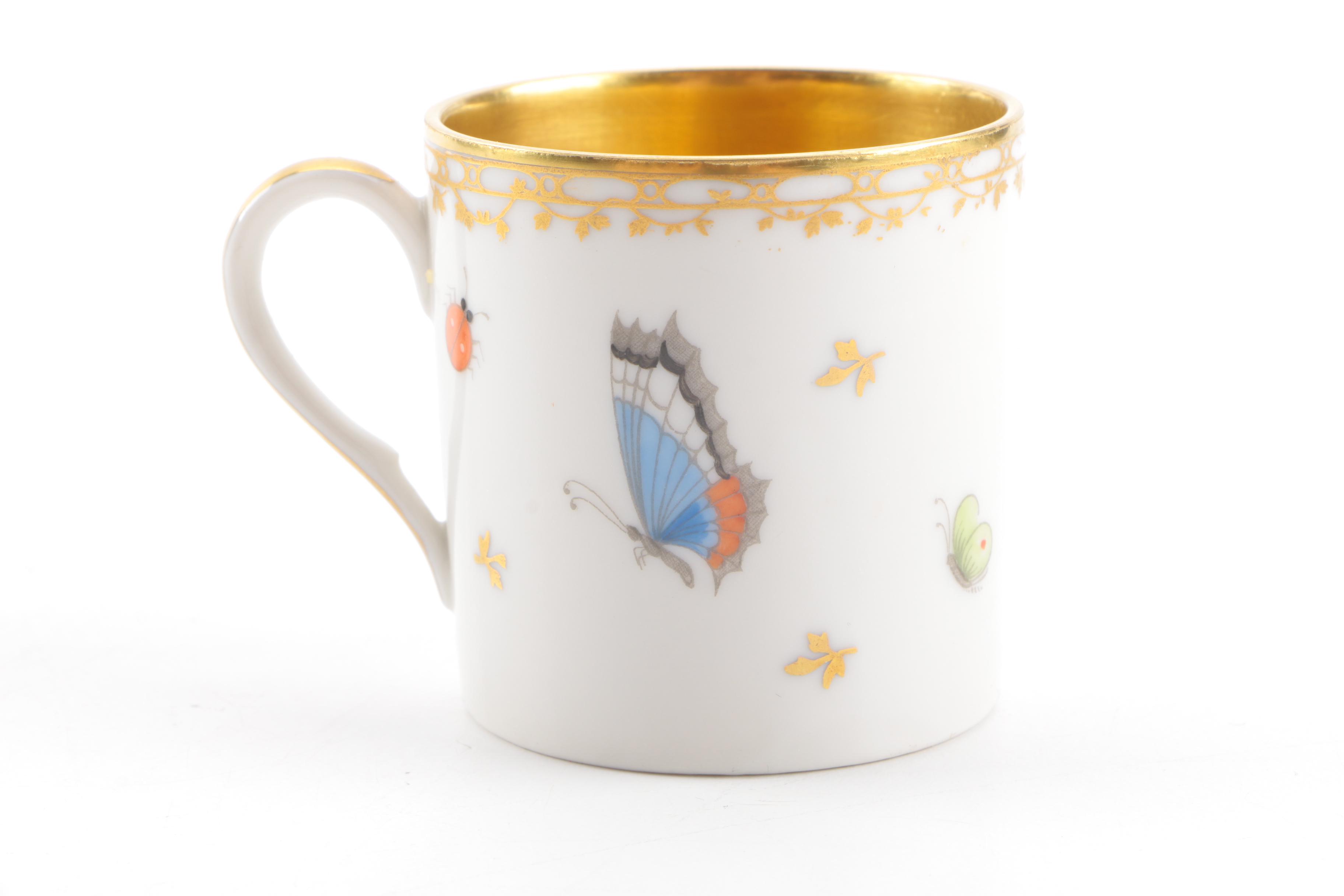 Vintage Suisse Langenthal Hand-Painted China Demitasse Set