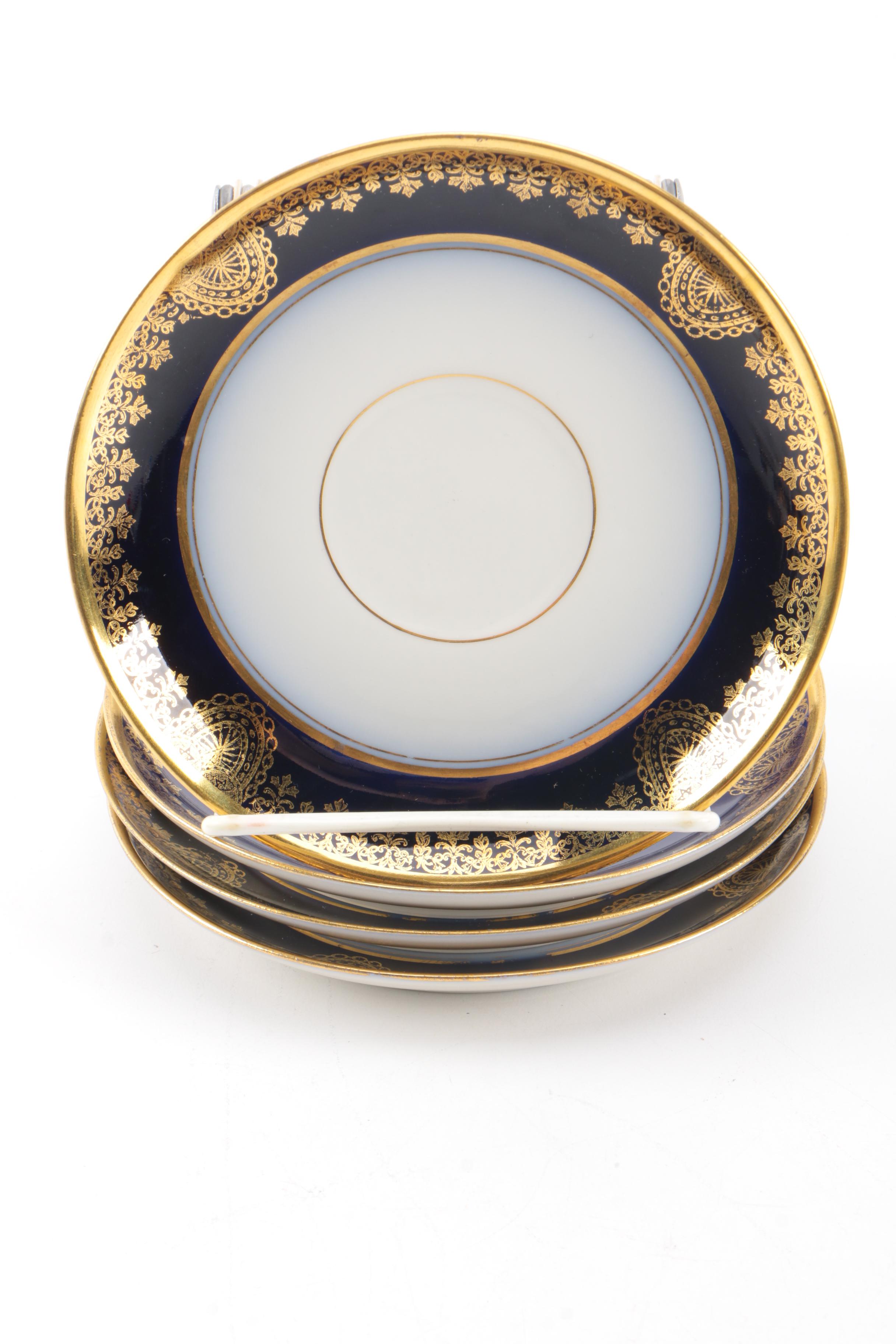 Wm Guerin & Co. Limoges Blue and Gold Porcelain Tableware