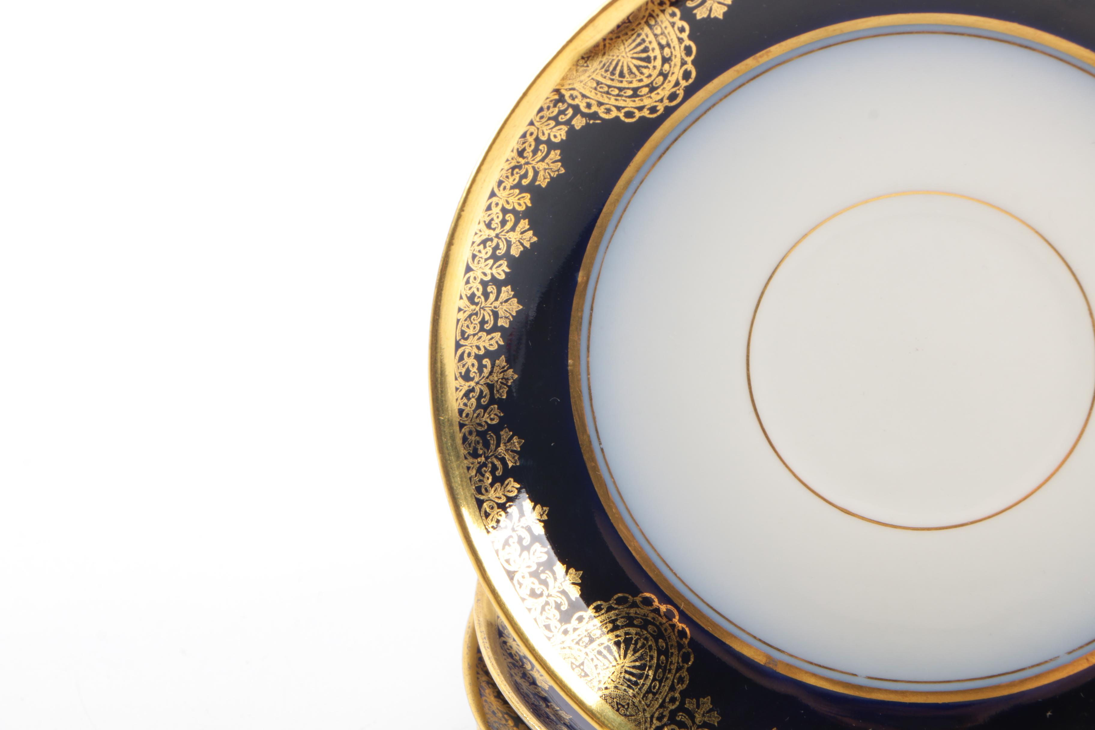 Wm Guerin & Co. Limoges Blue and Gold Porcelain Tableware