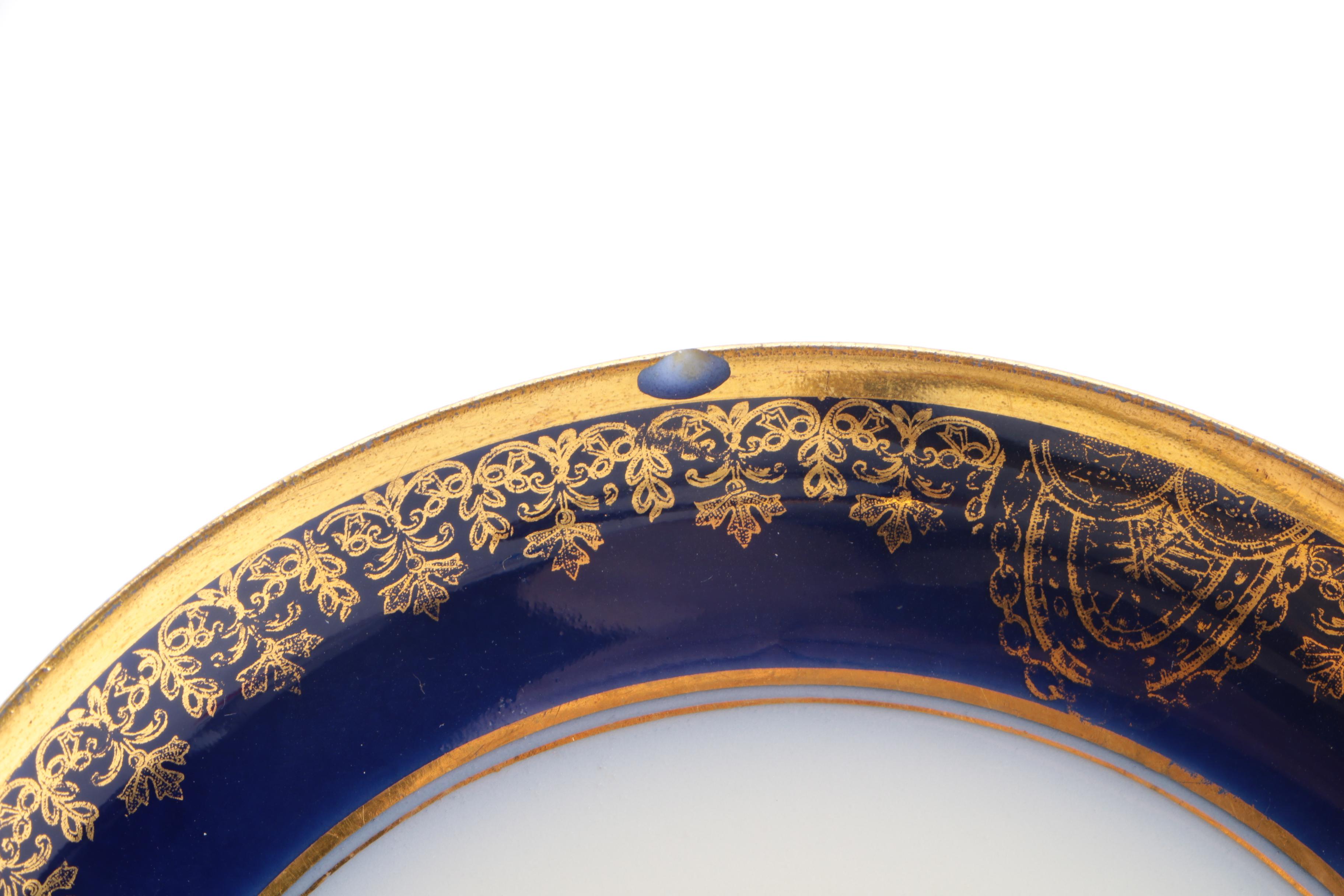 Wm Guerin & Co. Limoges Blue and Gold Porcelain Tableware