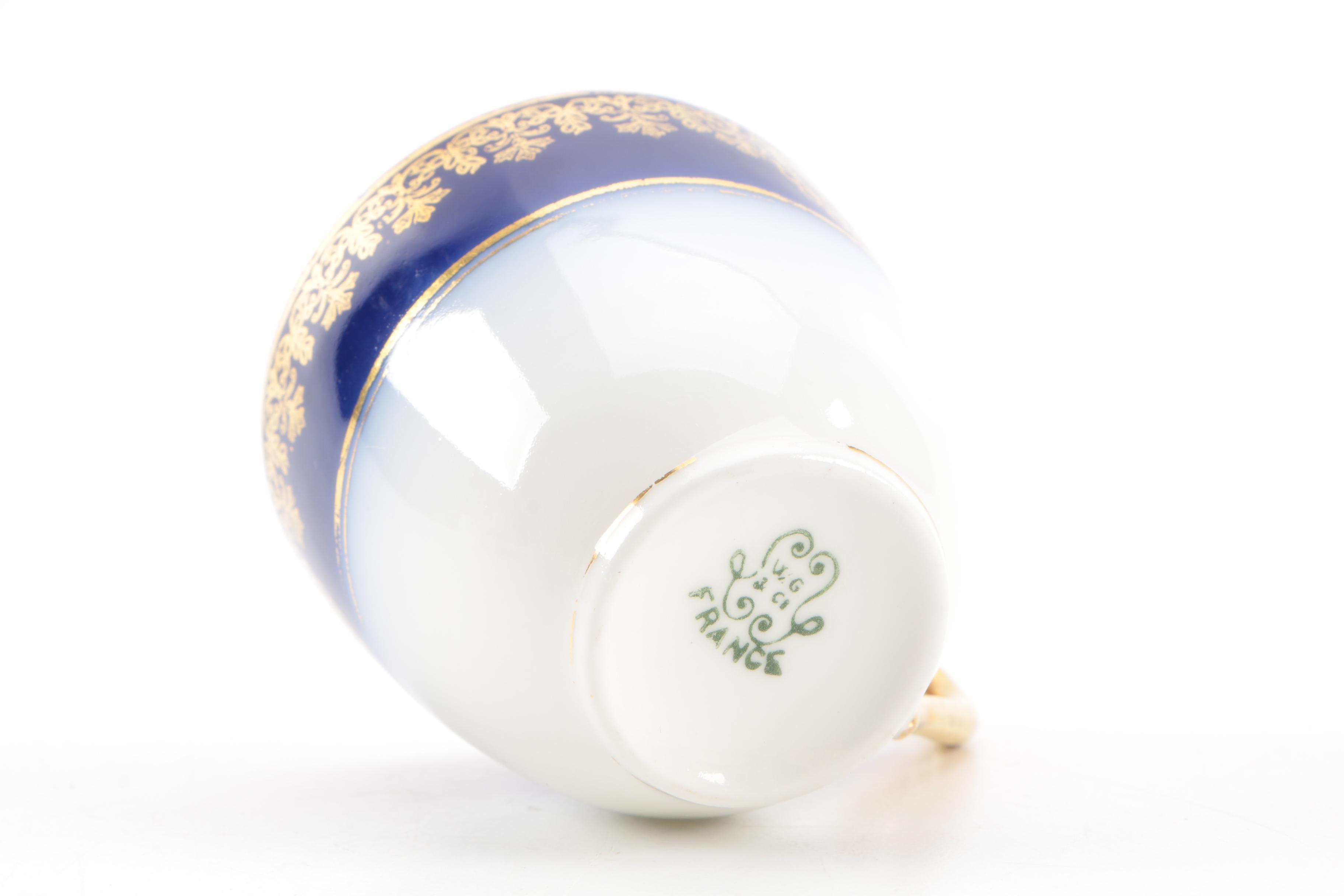 Wm Guerin & Co. Limoges Blue and Gold Porcelain Tableware