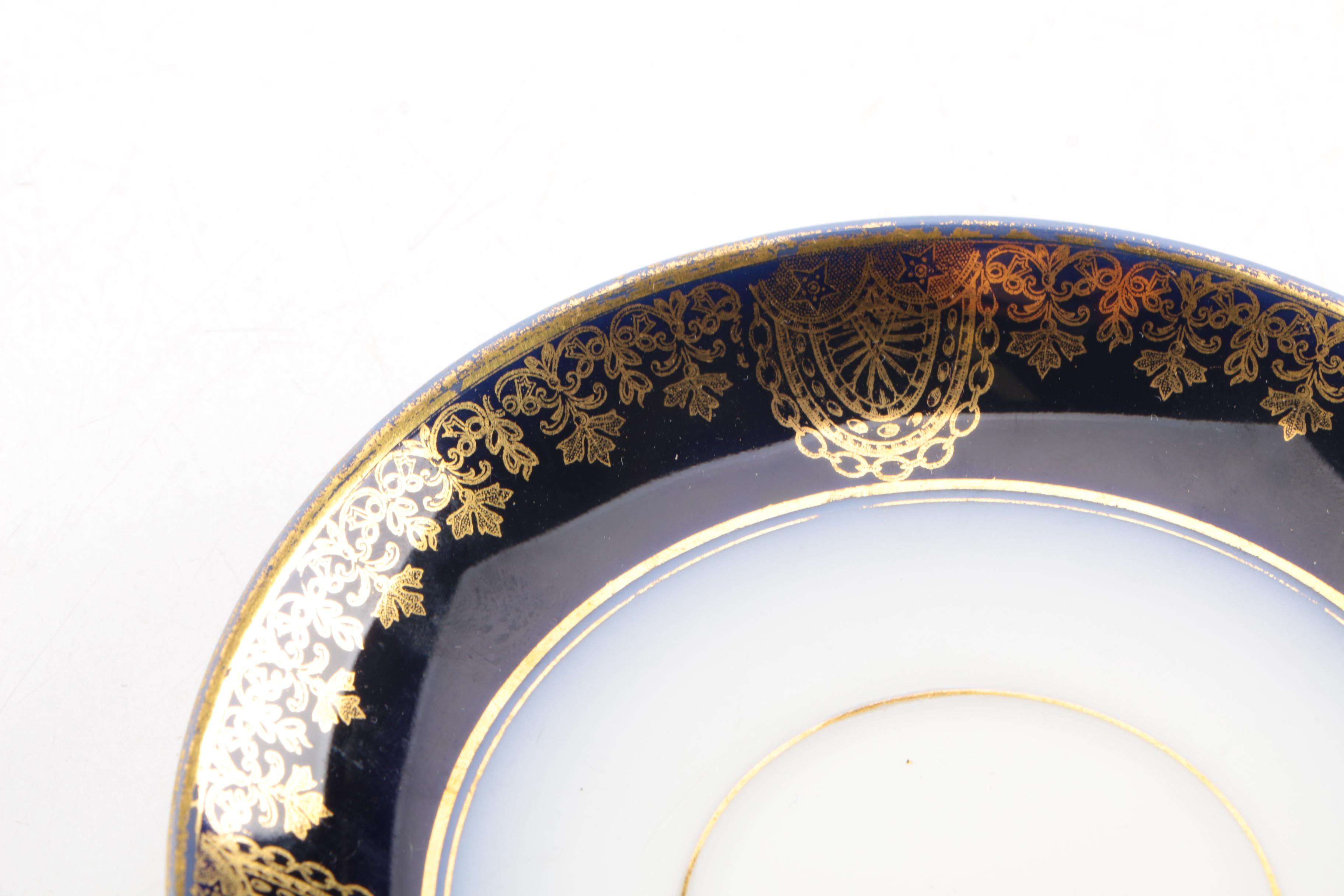 Wm Guerin & Co. Limoges Blue and Gold Porcelain Tableware
