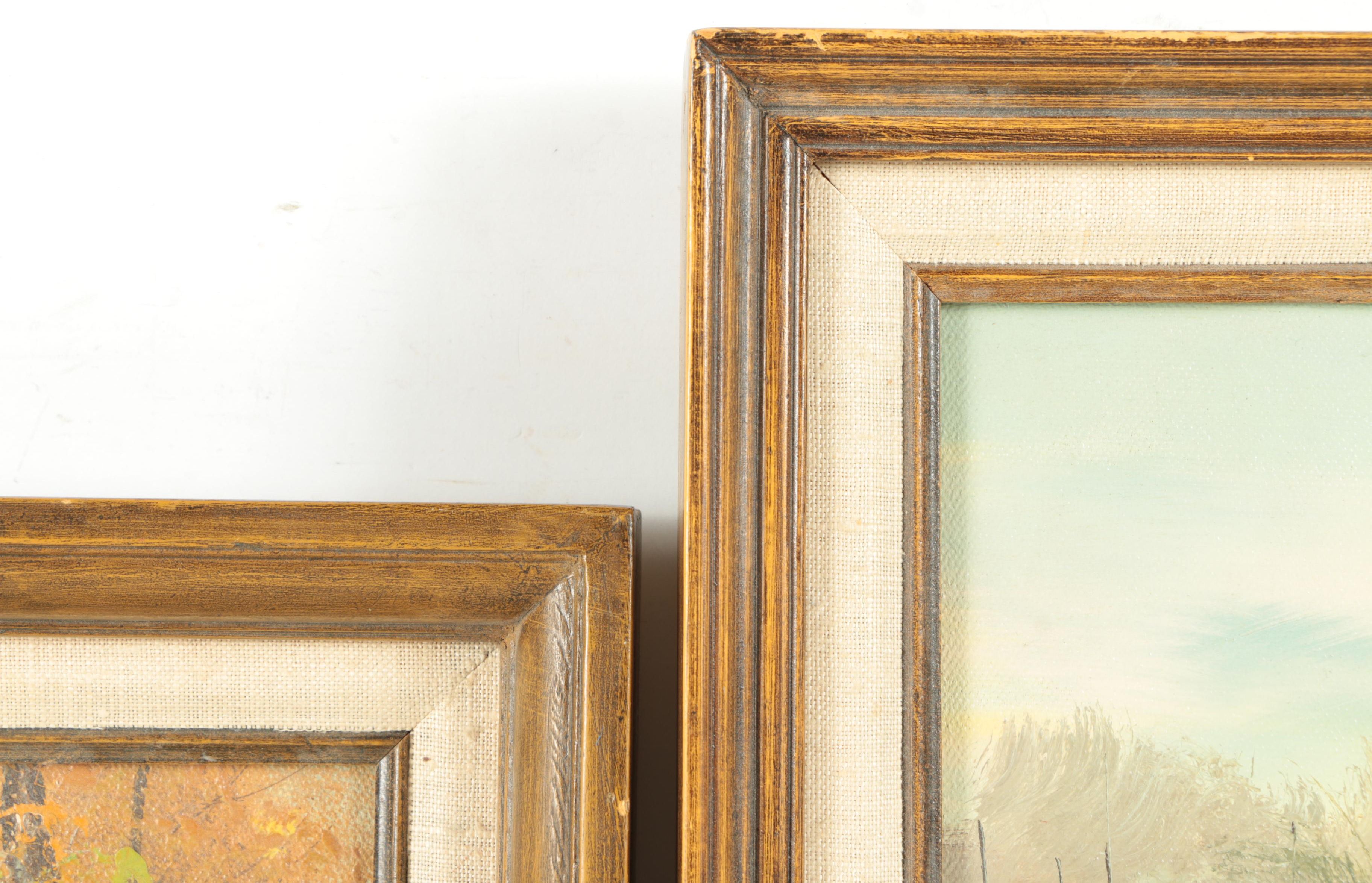 Oil Paintings of a Barn and a Stream