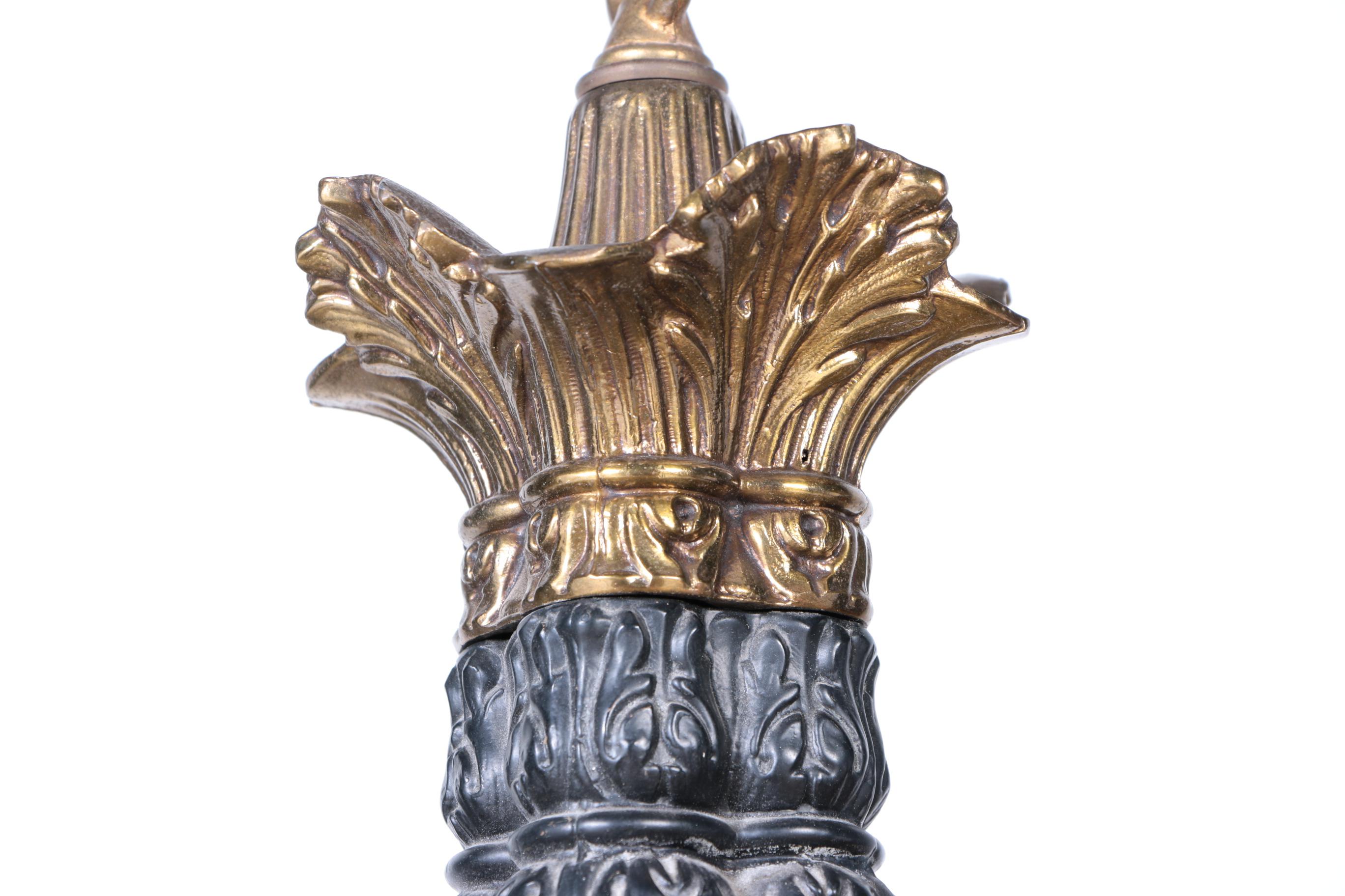 Cast Brass Six Light Hanging Fixture With Pierced Floral Shade