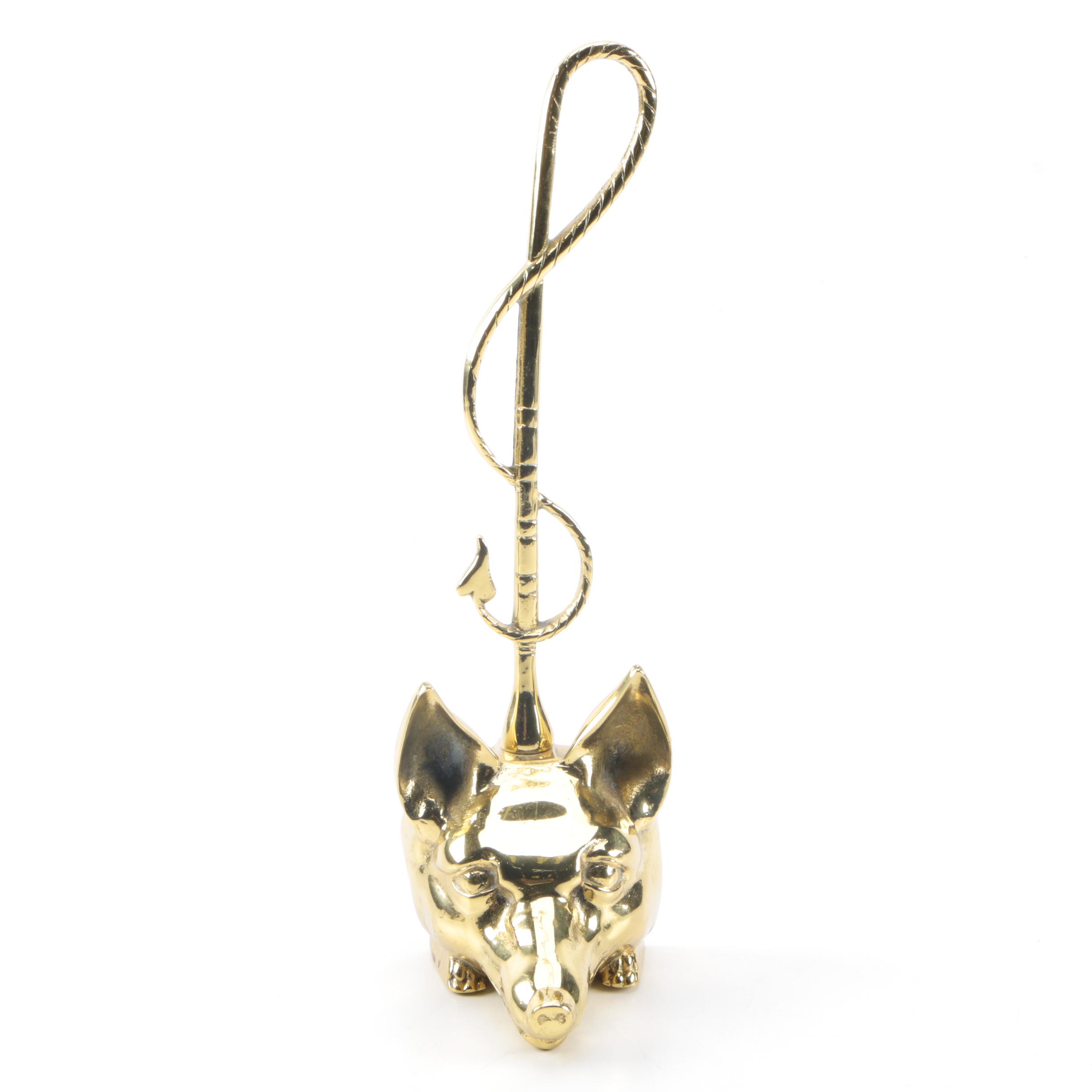 Brass Wolf Head Door Stopper