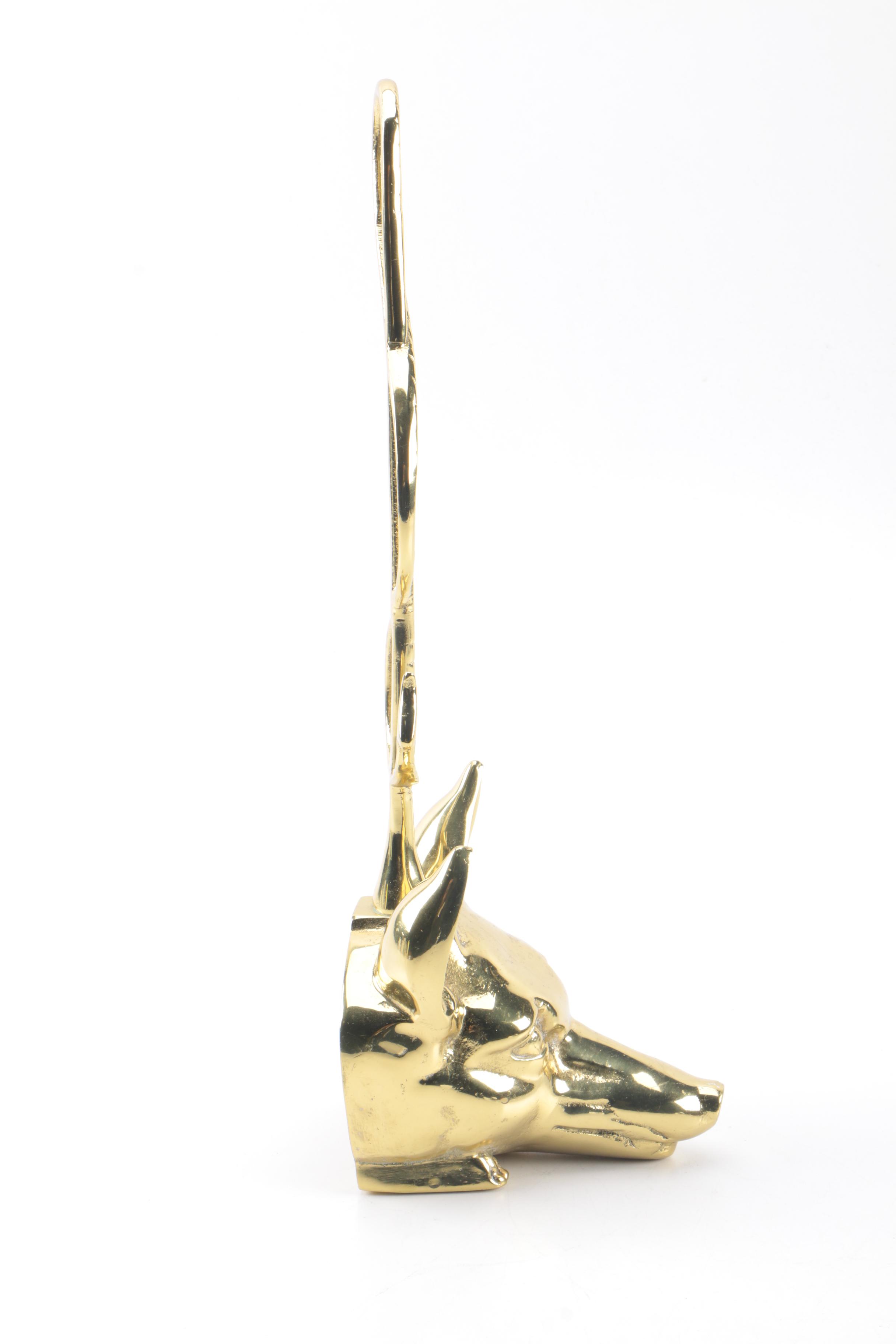 Brass Wolf Head Door Stopper