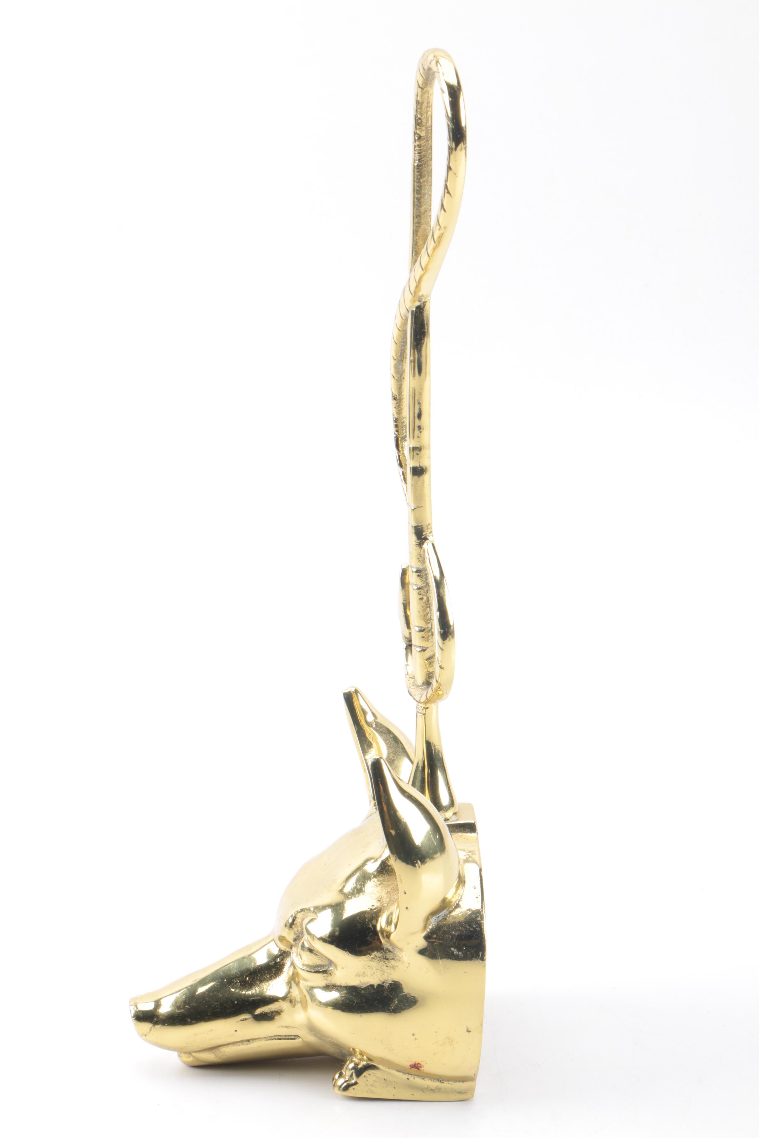 Brass Wolf Head Door Stopper
