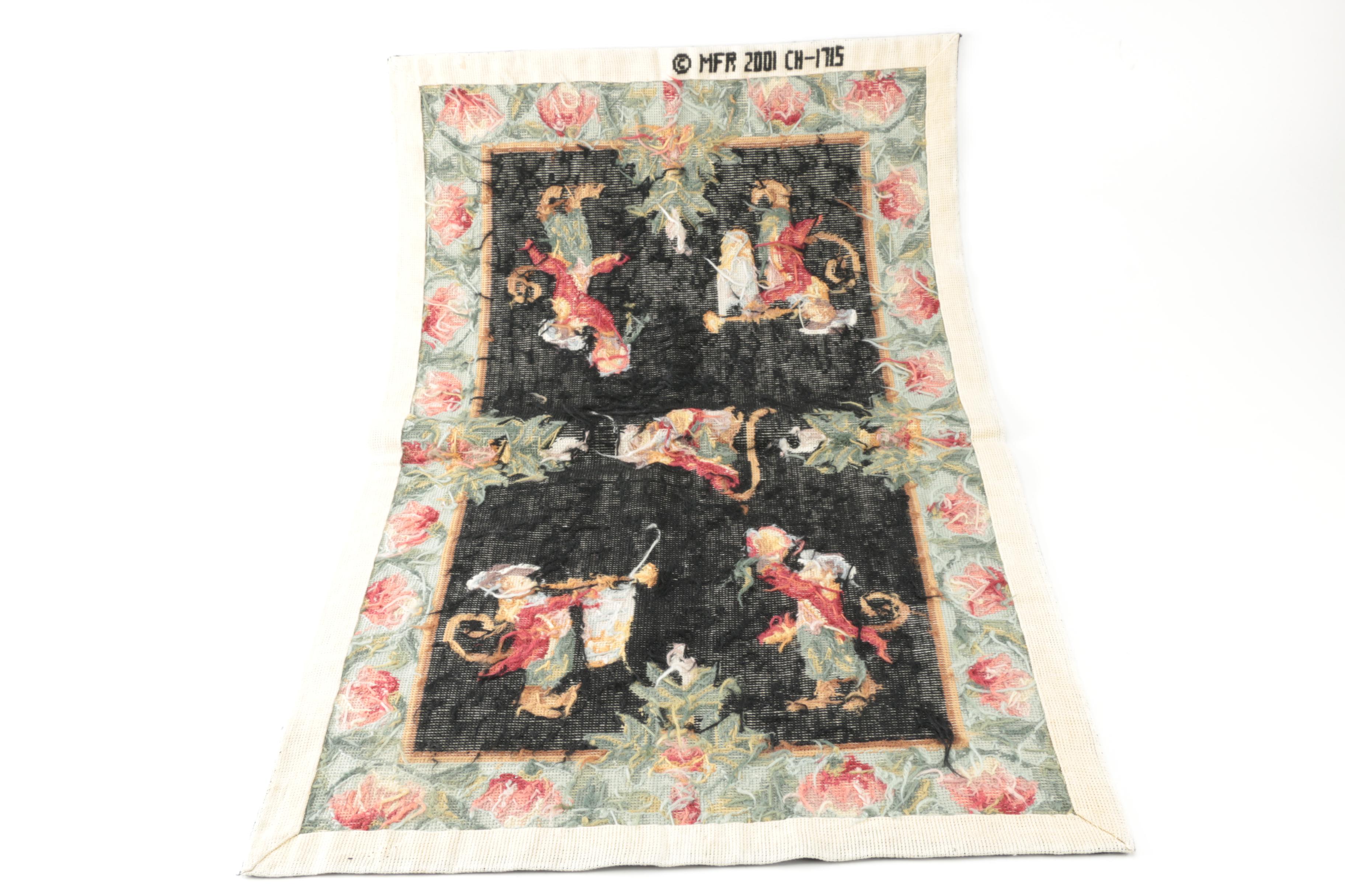 Needlepoint Figural Accent Rug
