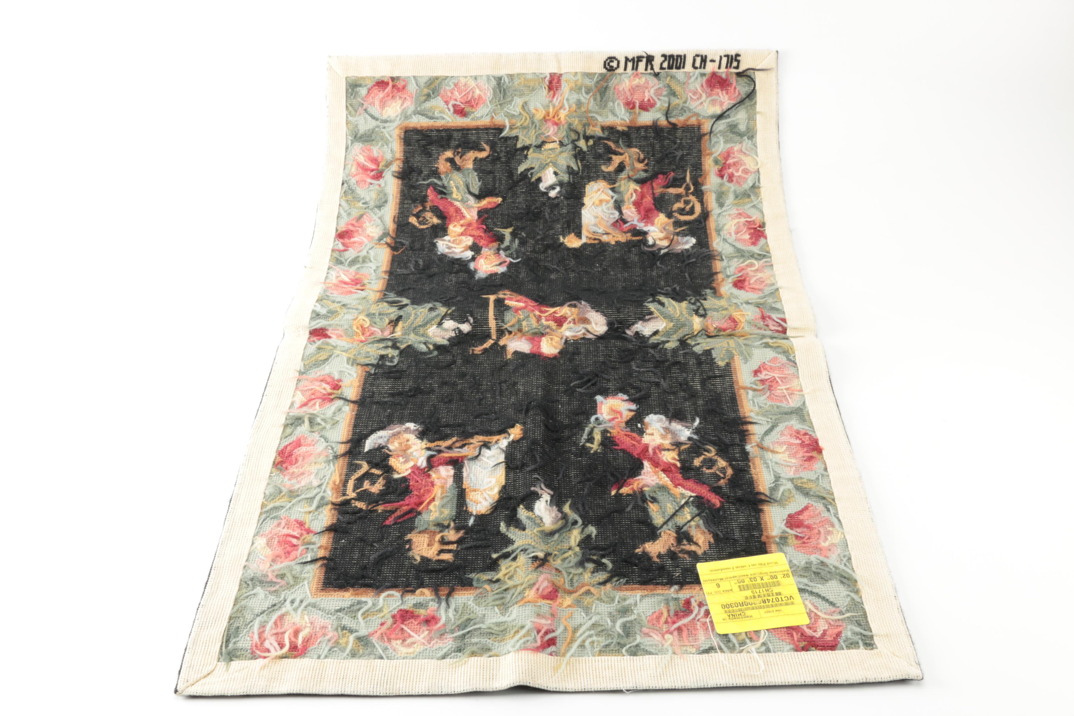 Needlepoint Figural Accent Rug