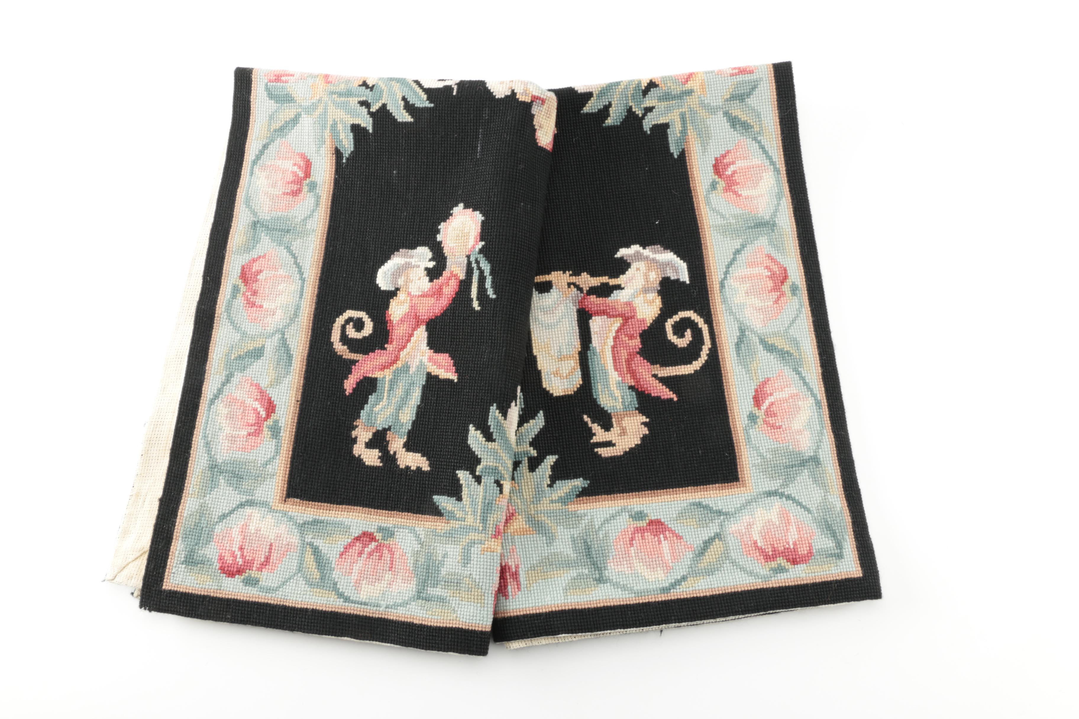 Needlepoint Figural Accent Rug