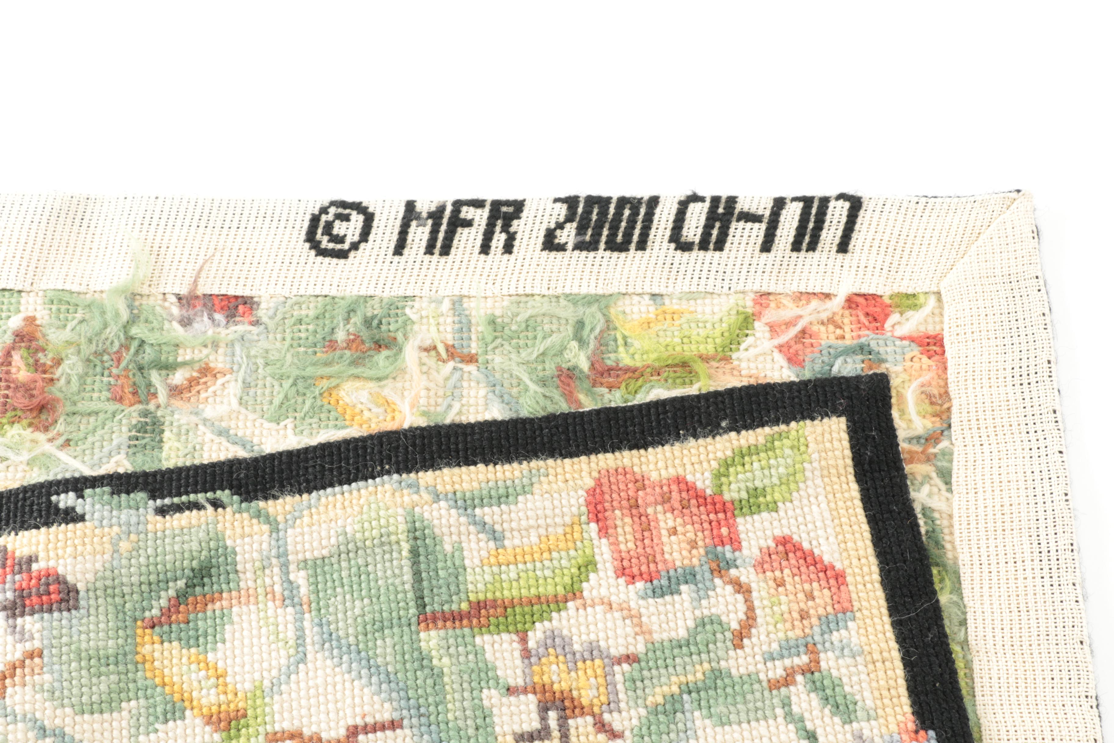 Needlepoint Garden Themed Accent Rug
