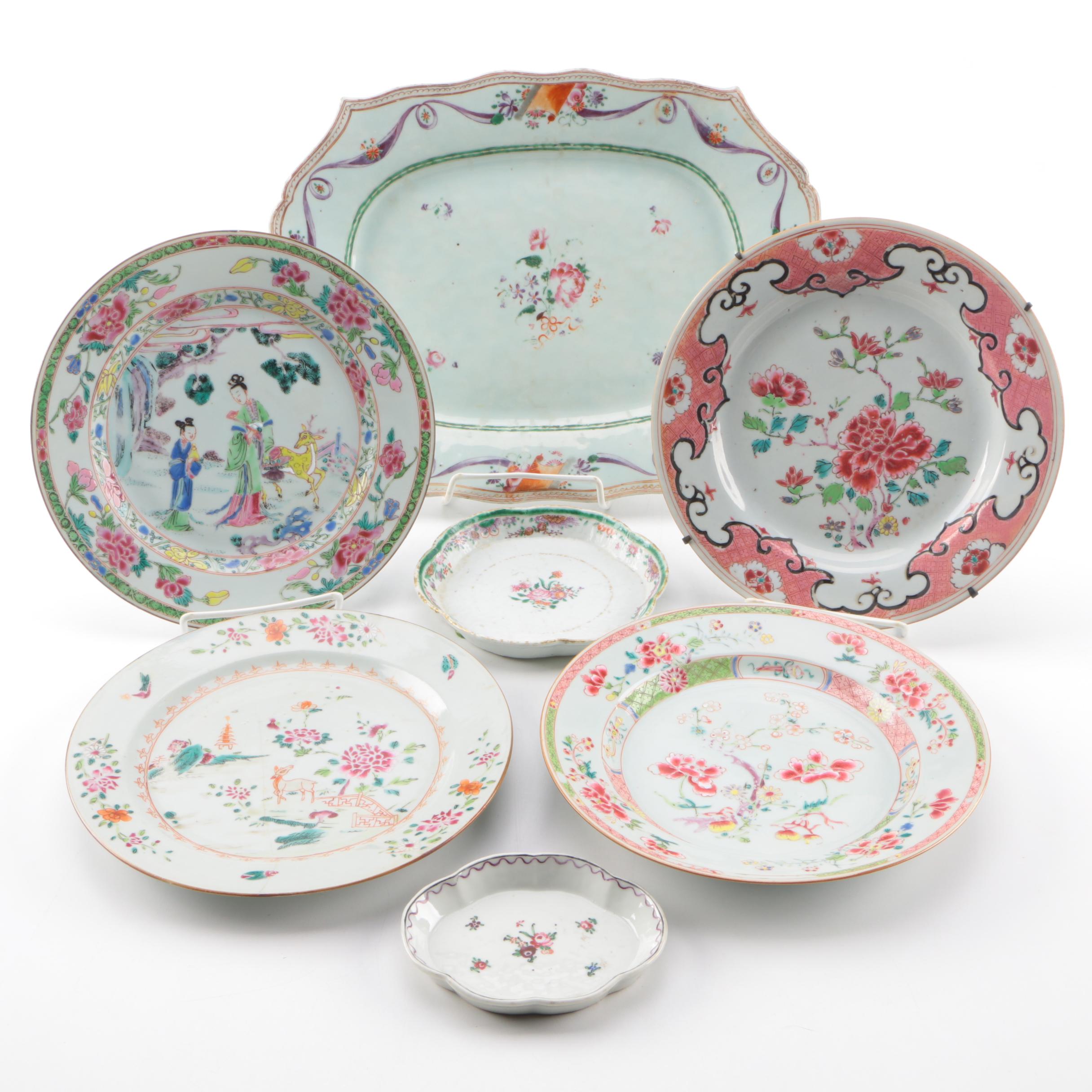 Early 19th Century Antique Chinese Export Hand-Painted Porcelain Tableware