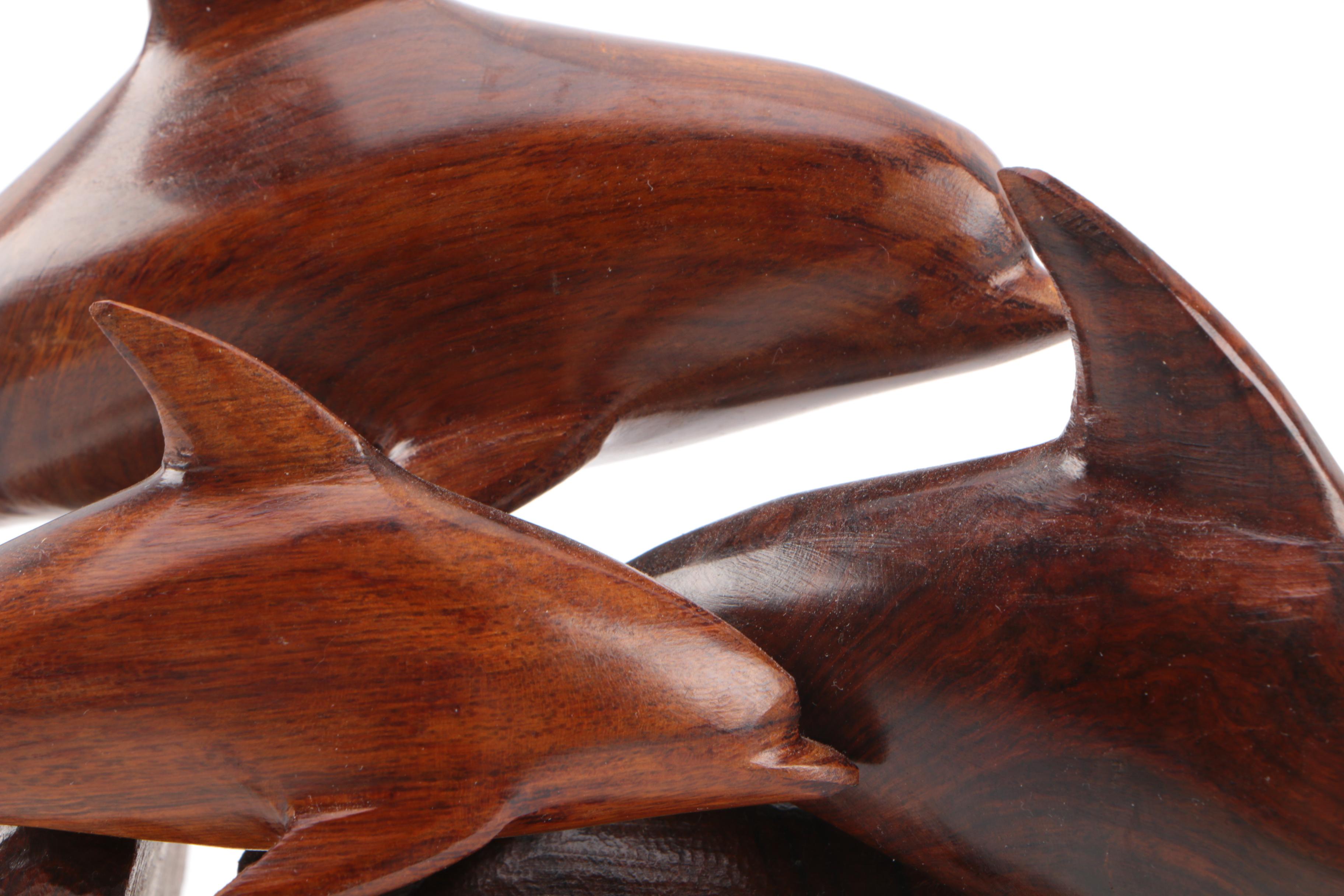 Brown Wooden Leaping Dolphins