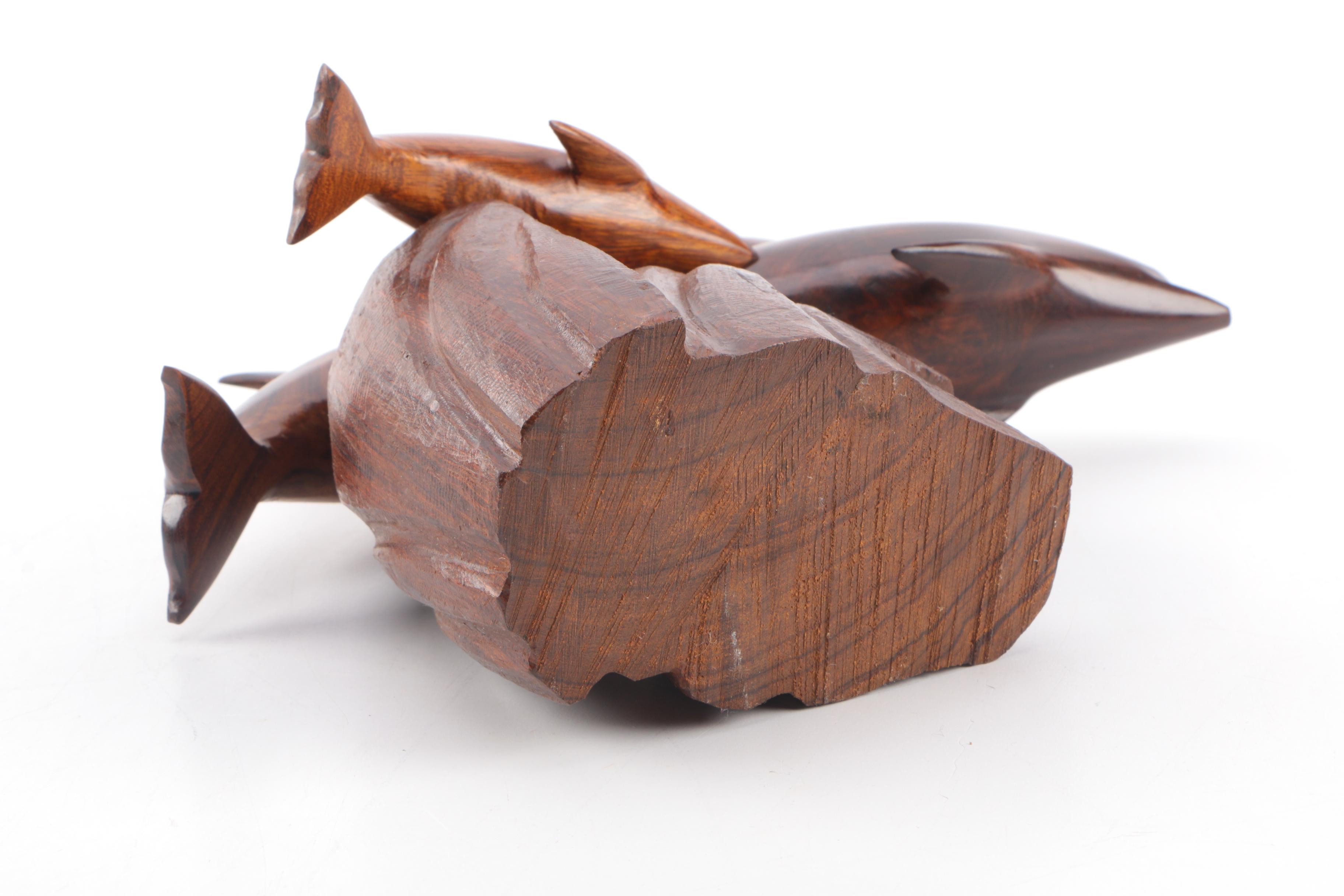 Brown Wooden Leaping Dolphins