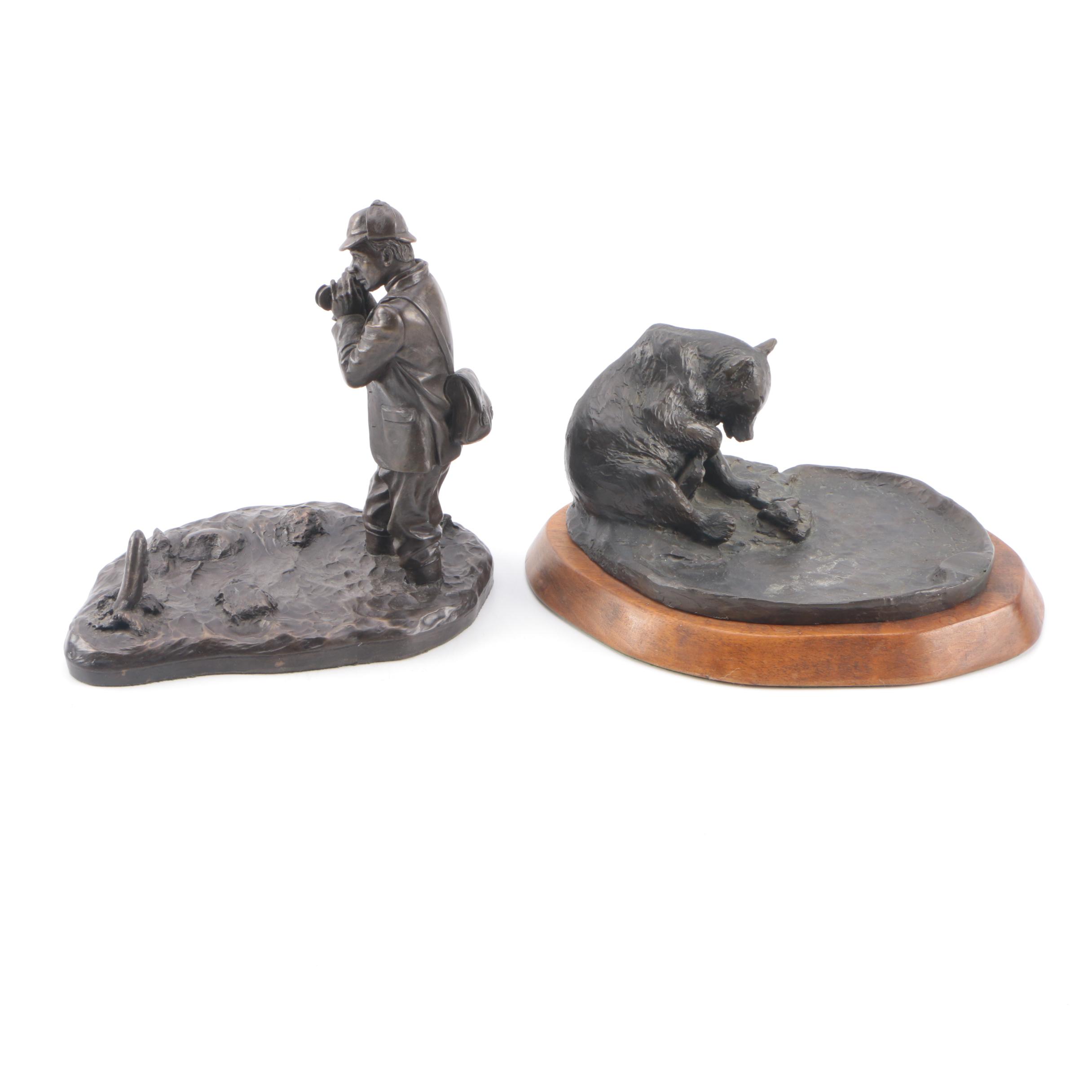Bear and Fisherman Figurines Including Royal Tara